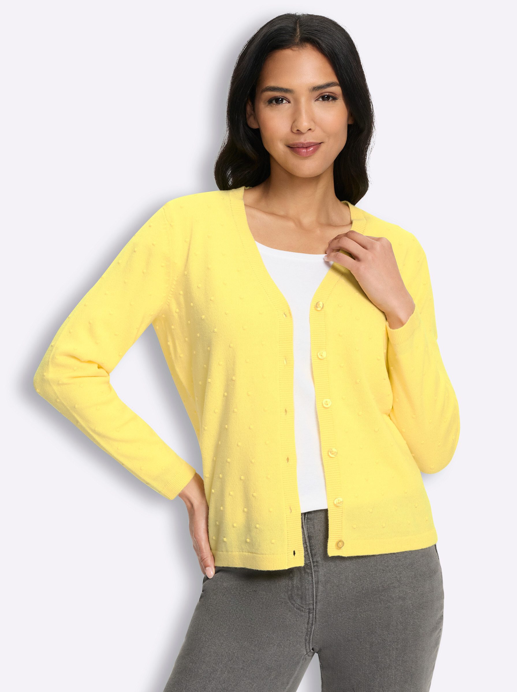 Sieh an! Strickjacke Strickjacke Langarm Jersey