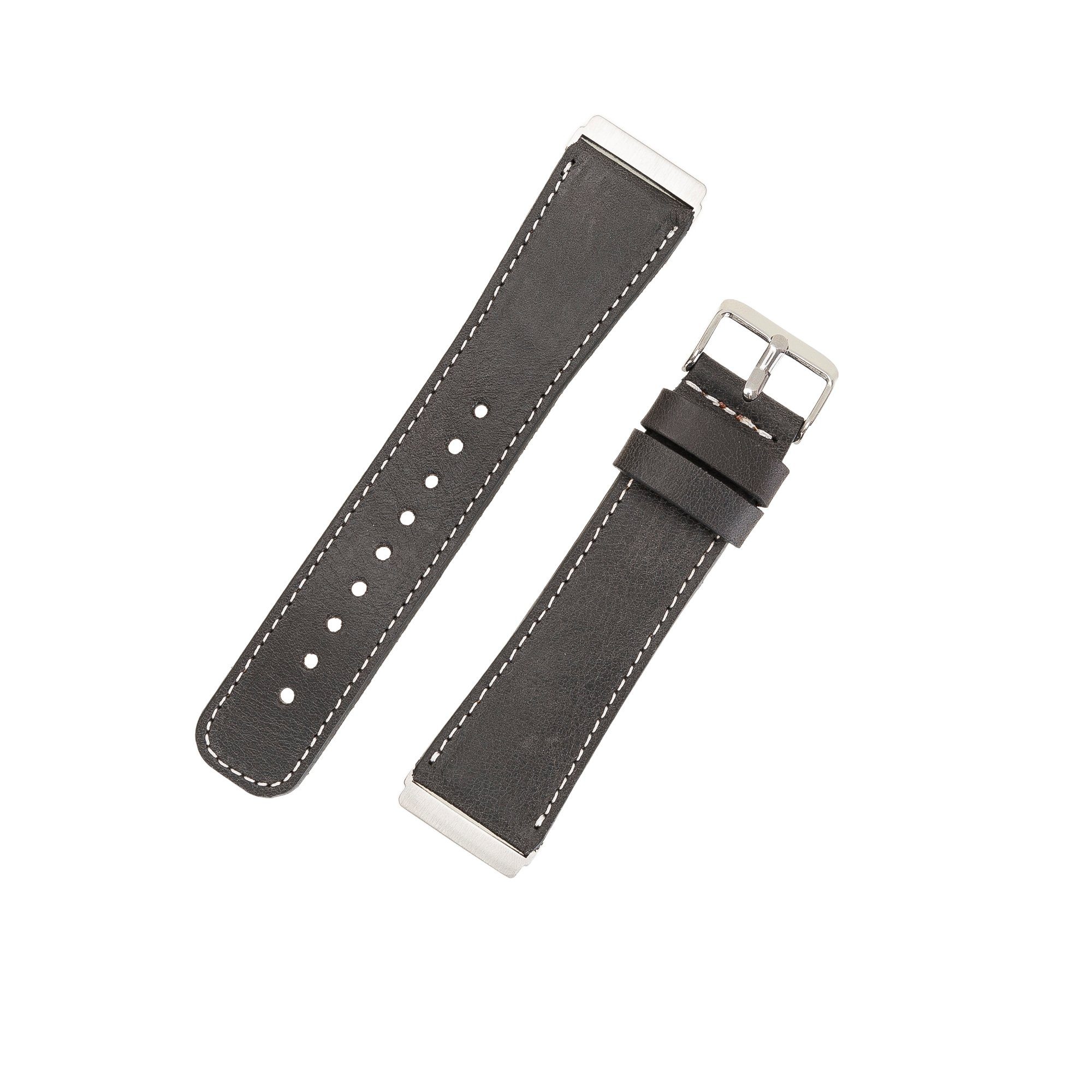 & / / 3 Versa Leather 4 Sense Echtes Smartwatch-Armband Armband 2 Leder Renna Dunkelgrau Fitbit Ersatzarmband