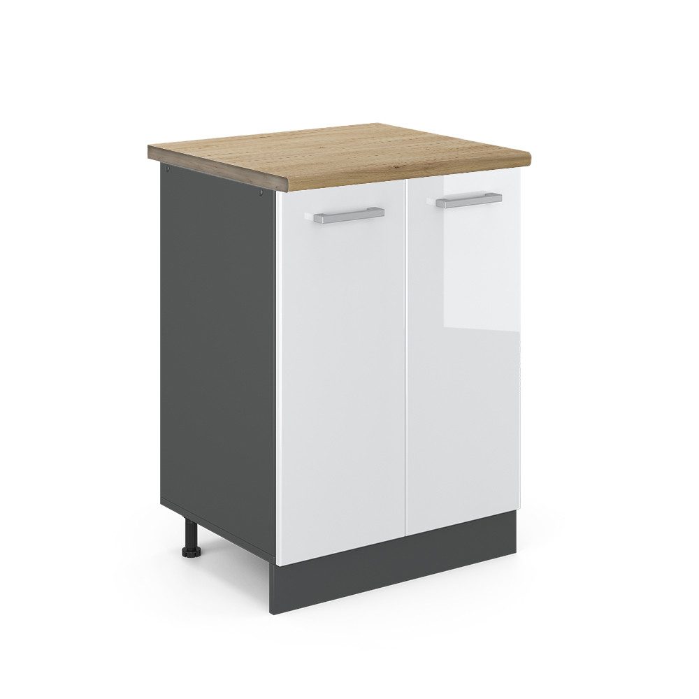 Vicco Küchenunterschrank R-Line Weiß Hochglanz/Anthrazit 60 cm AP Anthrazit günstig online kaufen