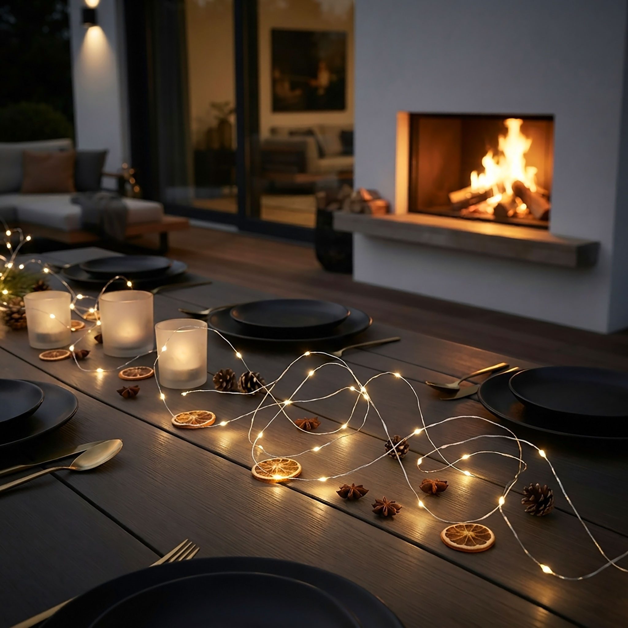 Spetebo LED-Lichterkette Draht Lichterkette 80 LED / 395 cm - warm weiß, 20-flammig, Deko Beleuchtung Indoor / Outdoor - Weihnachten Advent Winter – Bild 5 von 5