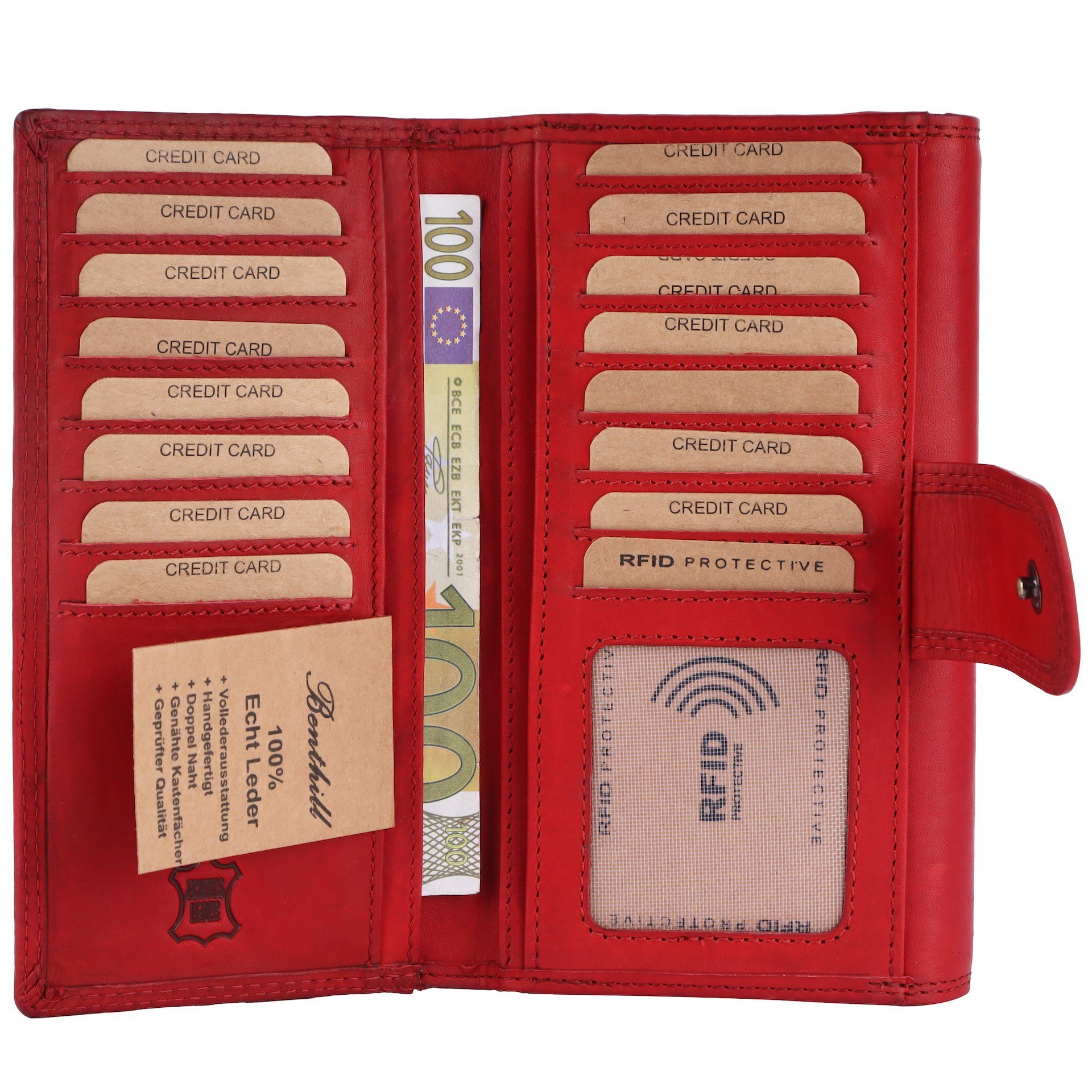Benthill Geldbörse Damen Echt Leder Portemonnaie XXL RFID Vintage Geldbeute günstig online kaufen