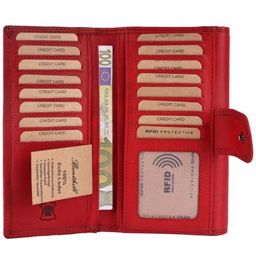 Benthill Geldbörse Damen Echt Leder Portemonnaie XXL RFID Vintage Geldbeutel Gross, RFID-Schutz Kartenfächer Münzfach Reißverschlussfach