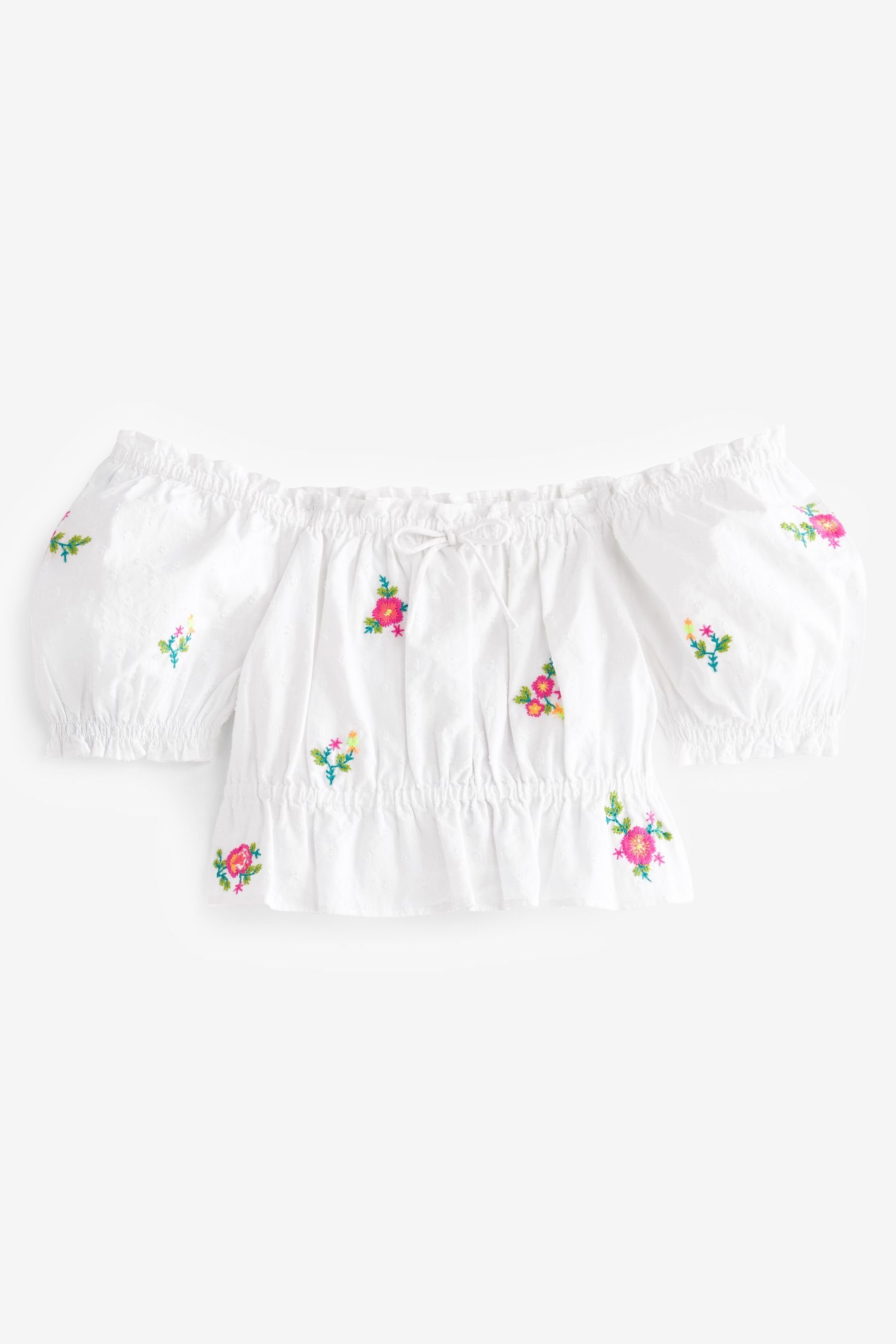 Next Blusenshirt Bluse (1-tlg) mit Embroidered Rüschen White