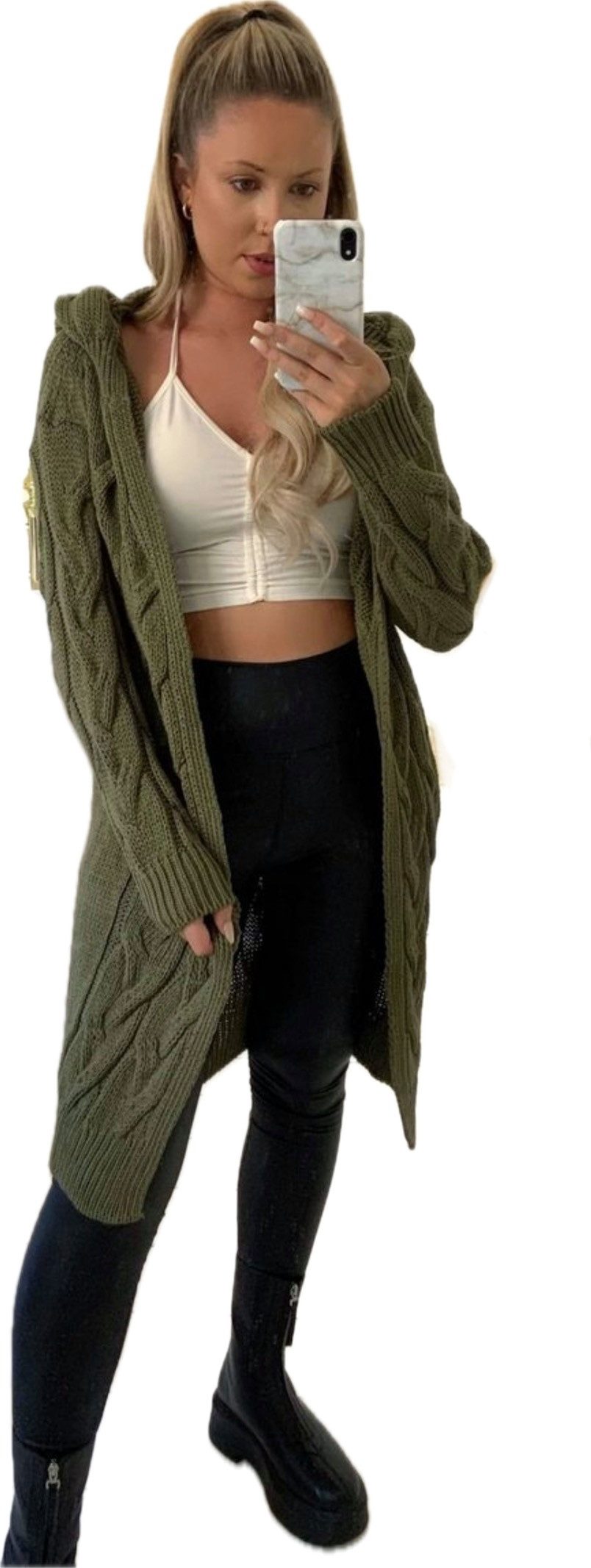 Worldclassca Kapuzenstrickjacke Worldclassca lange Strickjacke Zopfmuster günstig online kaufen