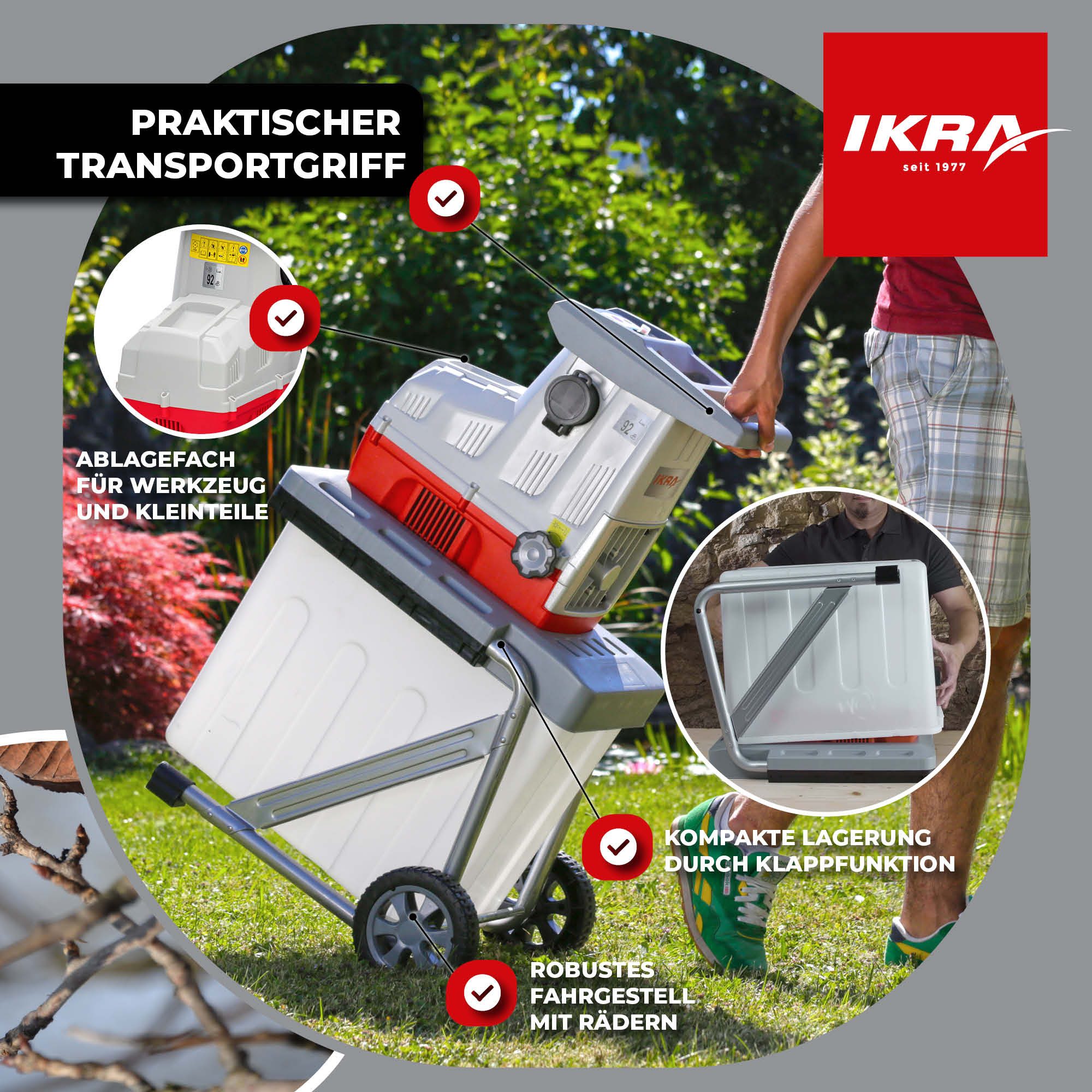 ikra GmbH Häcksler ILH 3000 A, 4,4 cm max. Astdurchmesser, (inkl. Stopfer & Fangbox), 3000 Watt, leiser Lauf, mit Rücklauffunktion – Bild 5 von 5
