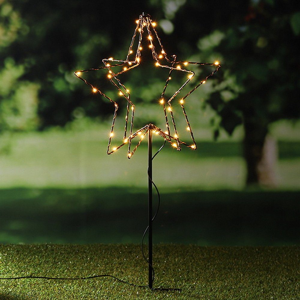 Gartenstecker 3 Dekoration 3D integriert, LED Erdspieß LED mit fest Haushalt Weihnachten Timer Stern International Sterne,