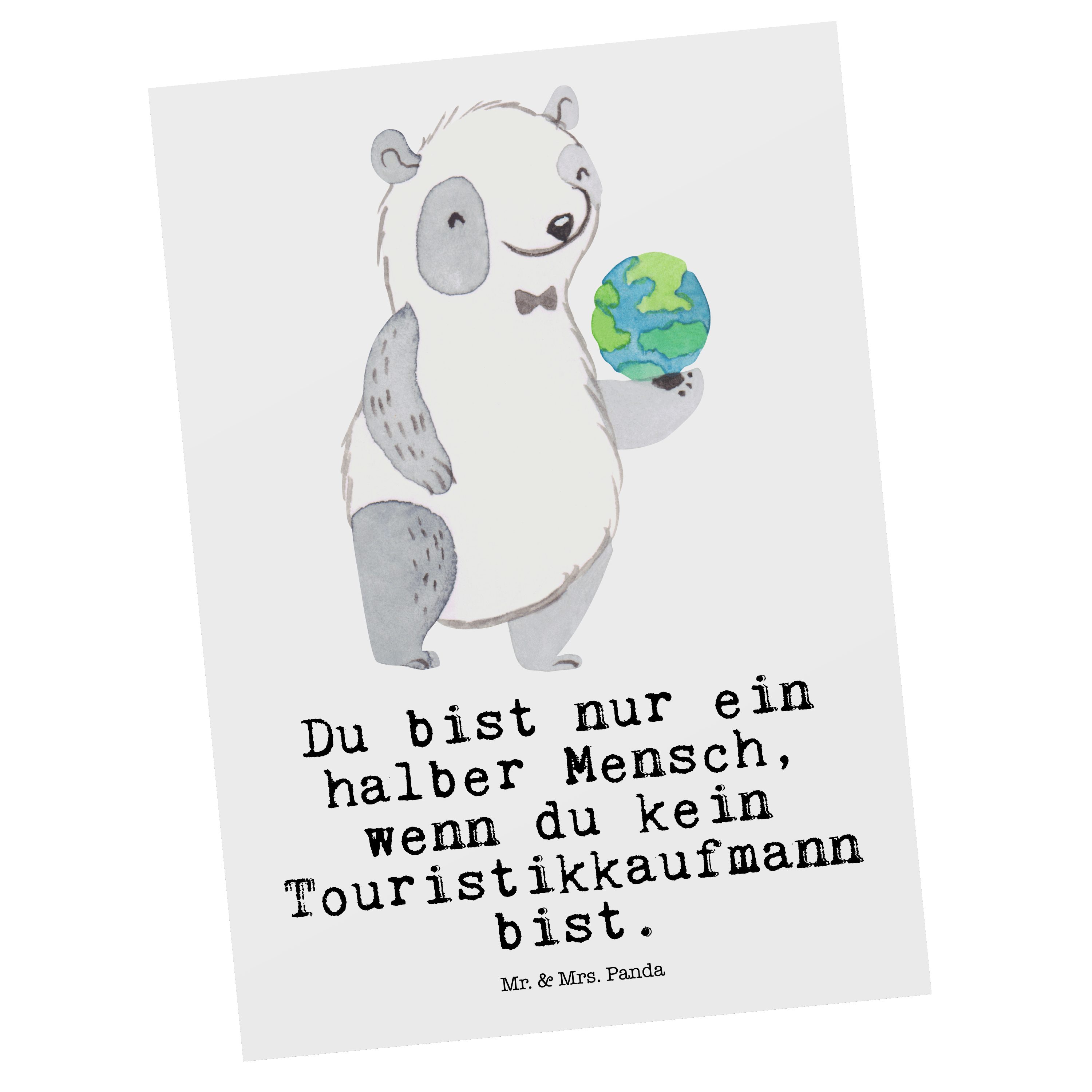 Mr. & Mrs. Panda Postkarte Touristikkaufmann mit Herz - Weiß - Geschenk, Einladungskarte, Rente | Grußkarten