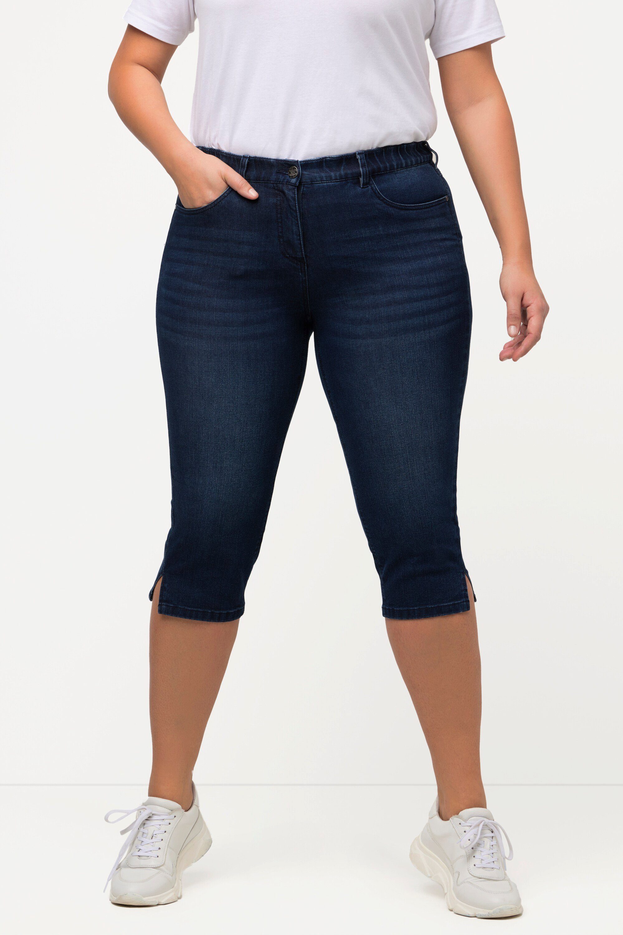 Capri Sarah schmale Popken Ulla Jeans Funktionshose 5-Pocket-Form blue denim