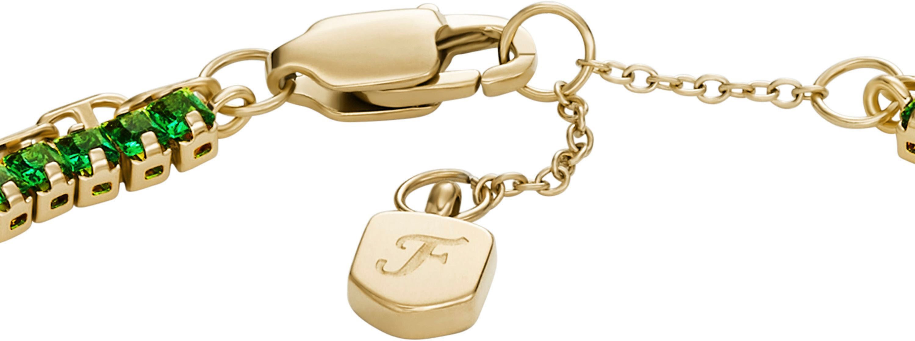 Fossil Armband Schmuck Geschenk Metall Armkette Heritage, mit Glasstein