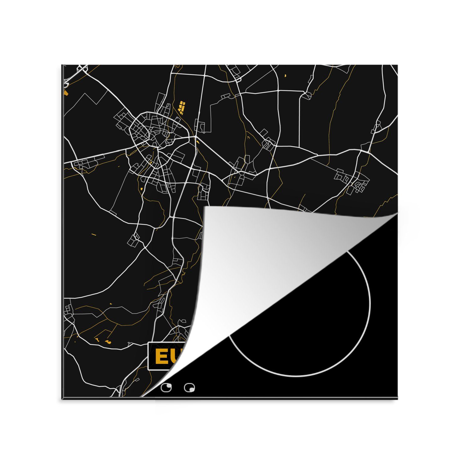 MuchoWow Herdblende-/Abdeckplatte Gold - Deutschland - Karte - Stadtplan - Euskirchen, Vinyl, (1 tlg), 78x78 cm, Ceranfeldabdeckung, Arbeitsplatte für küche