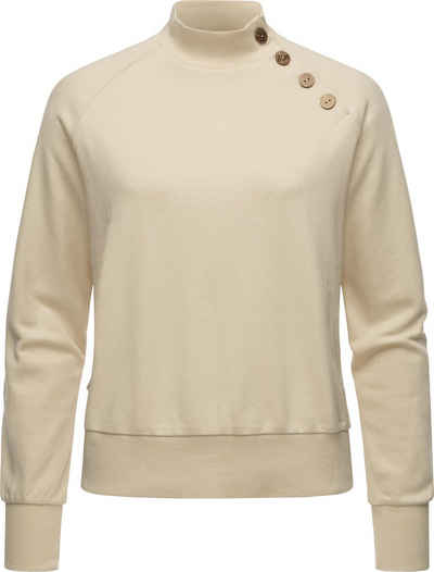Ragwear Sweatshirt Majjorka Solid Damen Langarmshirt mit Rippbündchen und Zierknöpfen