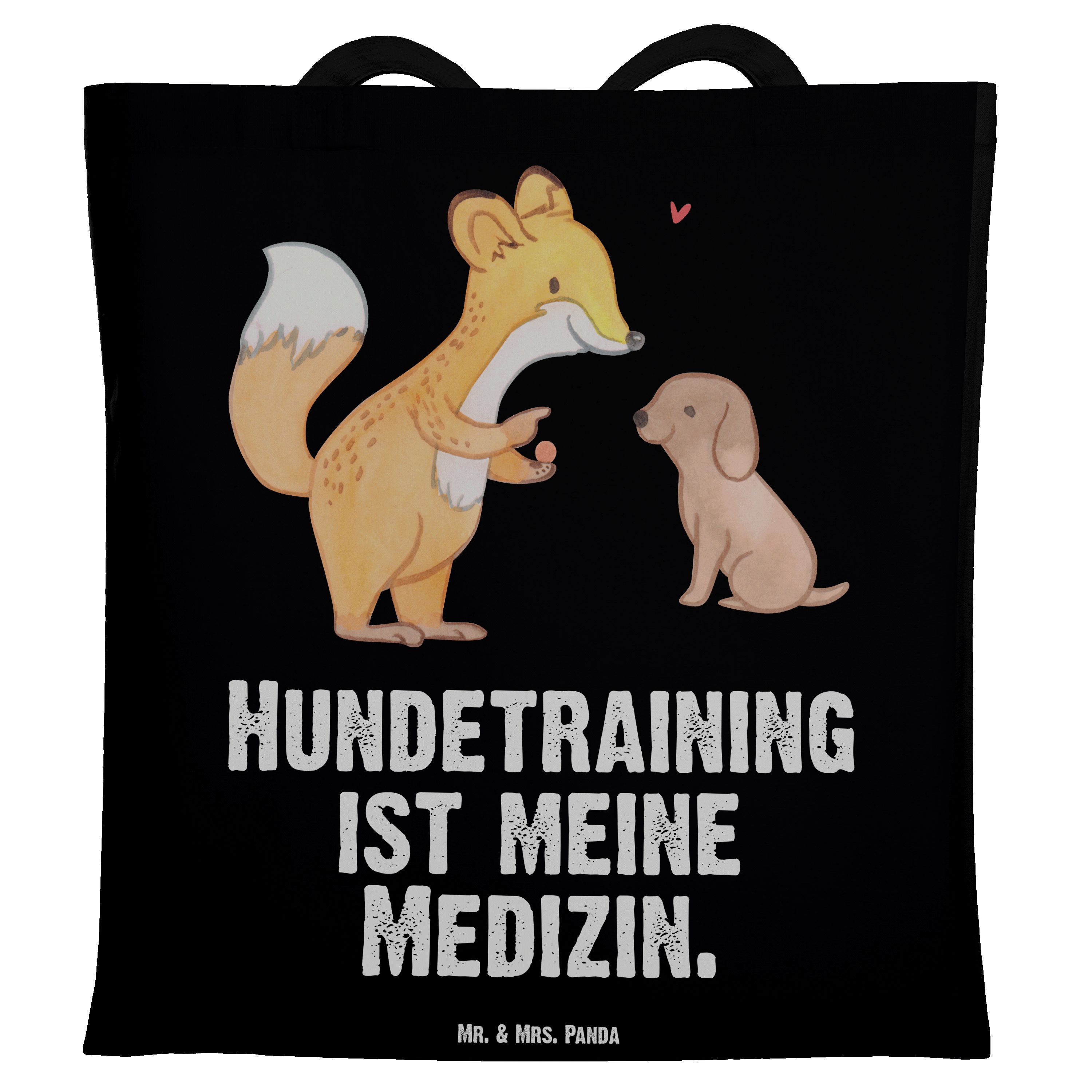 Mr. & Mrs. Panda Tragetasche Fuchs Hundetraining Medizin - Schwarz - Geschenk, Hundeprüfung, Juteb (1-tlg)