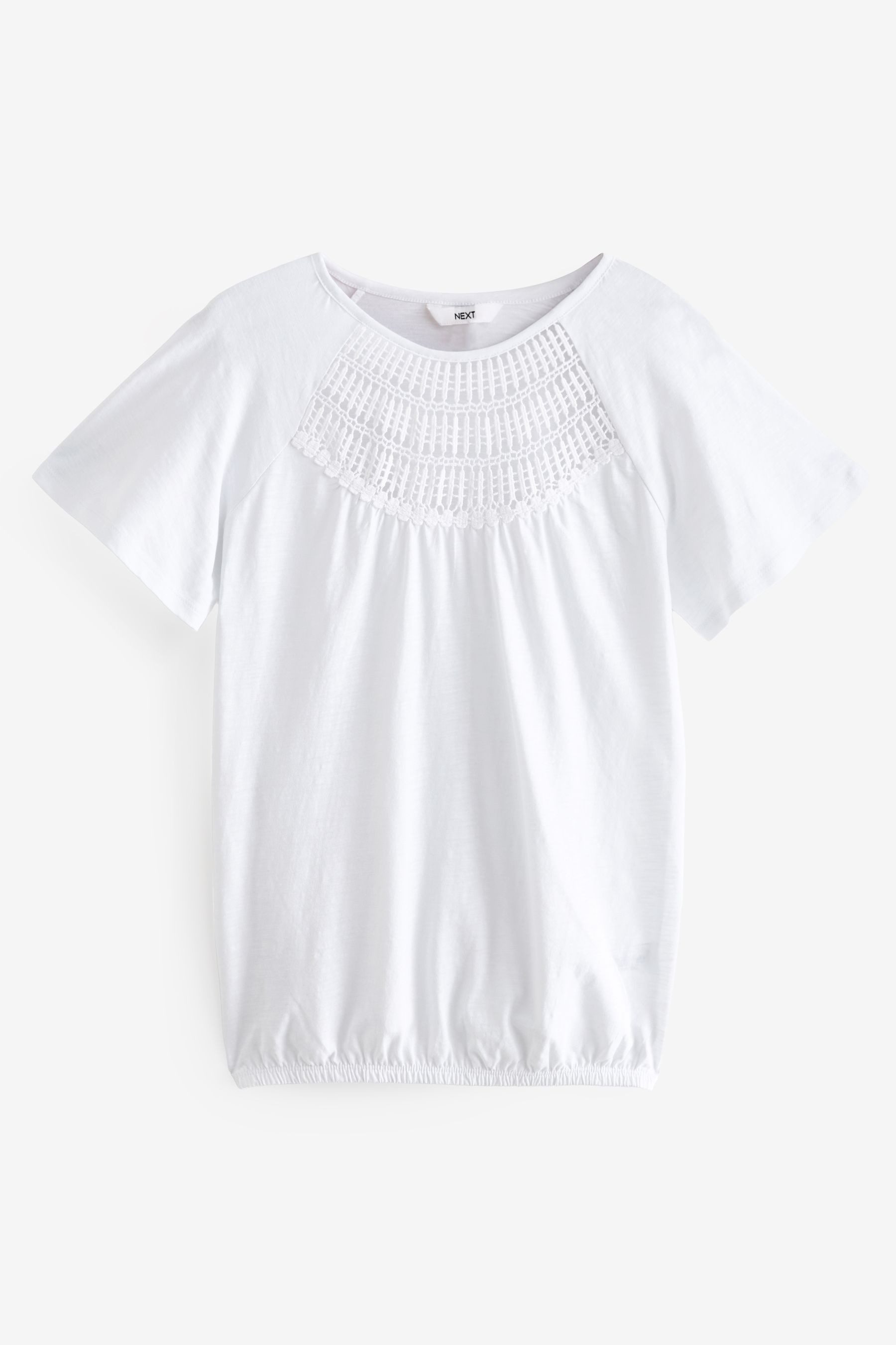 Next T-Shirt Kurzärmeliges Häkeltop mit Ballonsaum günstig online kaufen