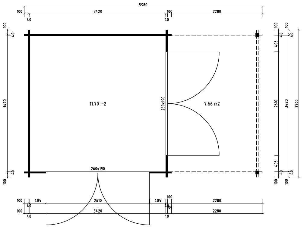 Alpholz Gartenhaus Holz Sunshine mit Schleppdach, BxT: 618x370 cm, in Naturbelassen mit 40mm Wandstärke