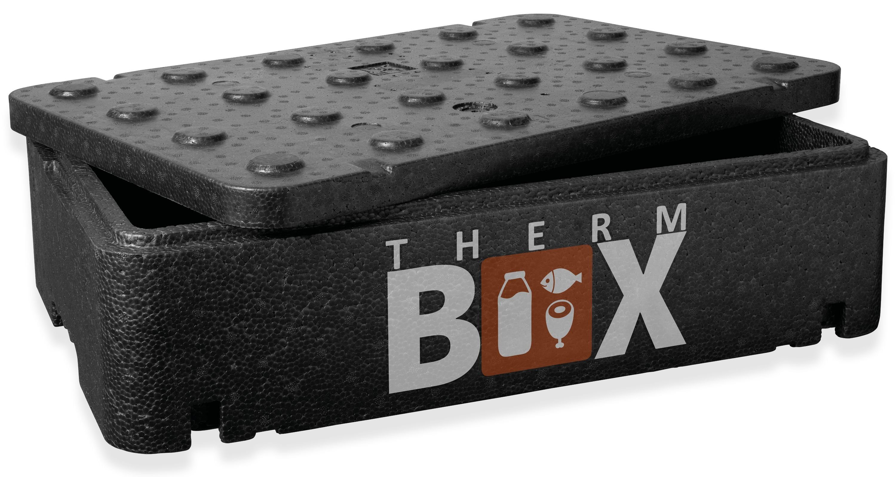 THERM-BOX Thermobehälter Profibox GNL 21,5L Innenmaß: 54,3x34,5x11,5cm Wiederverwendbar, Styropor-Piocelan, (0-tlg., Box mit Deckel im Karton), Isolierbox Thermobox Kühlbox Warmhaltebox Styroporbox