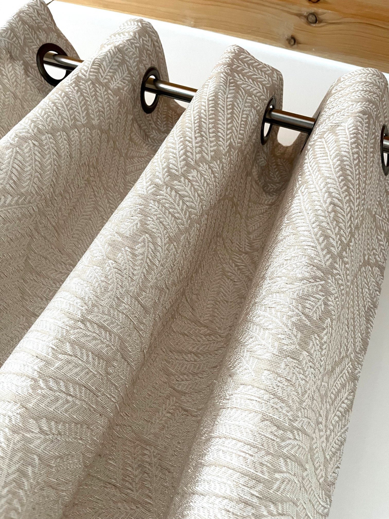 novumfix Vorhang Ösenvorhang beige dezent gemustert blickdicht 140x260cm(Bx günstig online kaufen