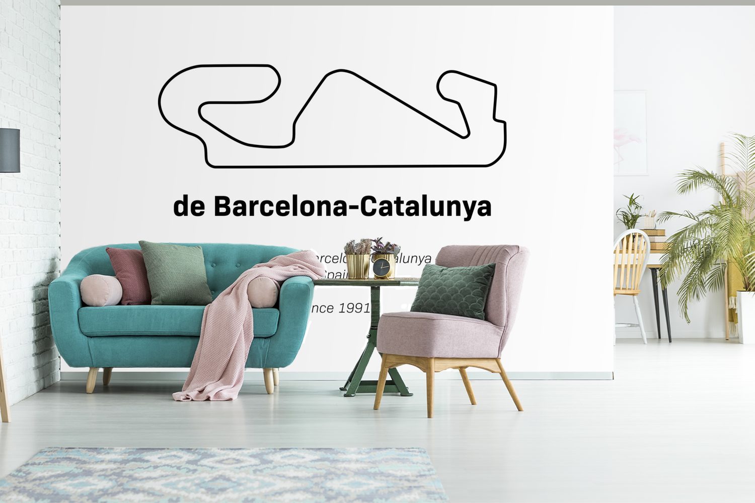 MuchoWow Fototapete Formel 1 - für Barcelona, (6 Wallpaper Vinyl Tapete St), bedruckt, Schlafzimmer, Wohnzimmer, Matt, - Kinderzimmer, Rennstrecke