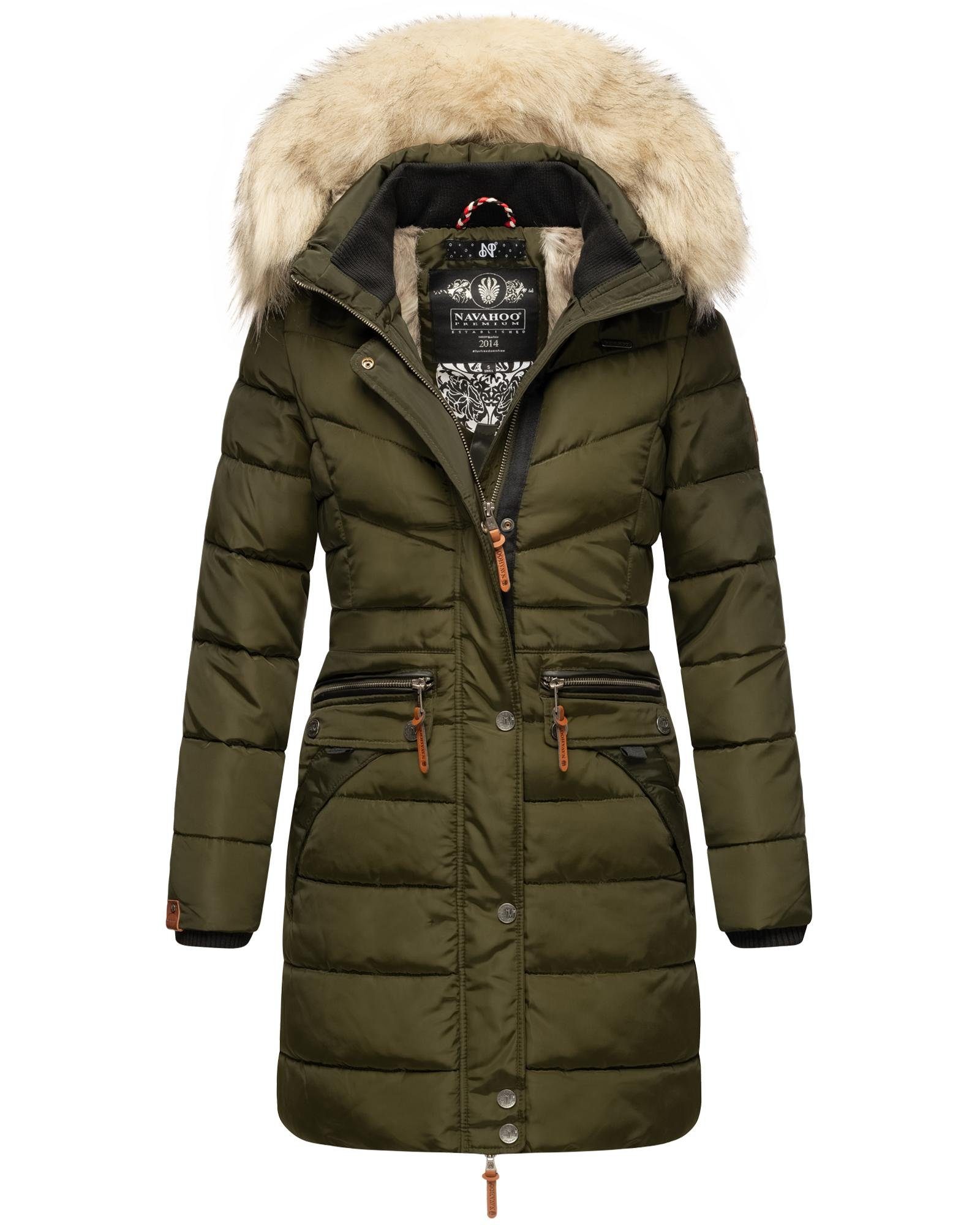 Navahoo Steppmantel Paula stylischer Winter Parka m. edlem Fellimitat