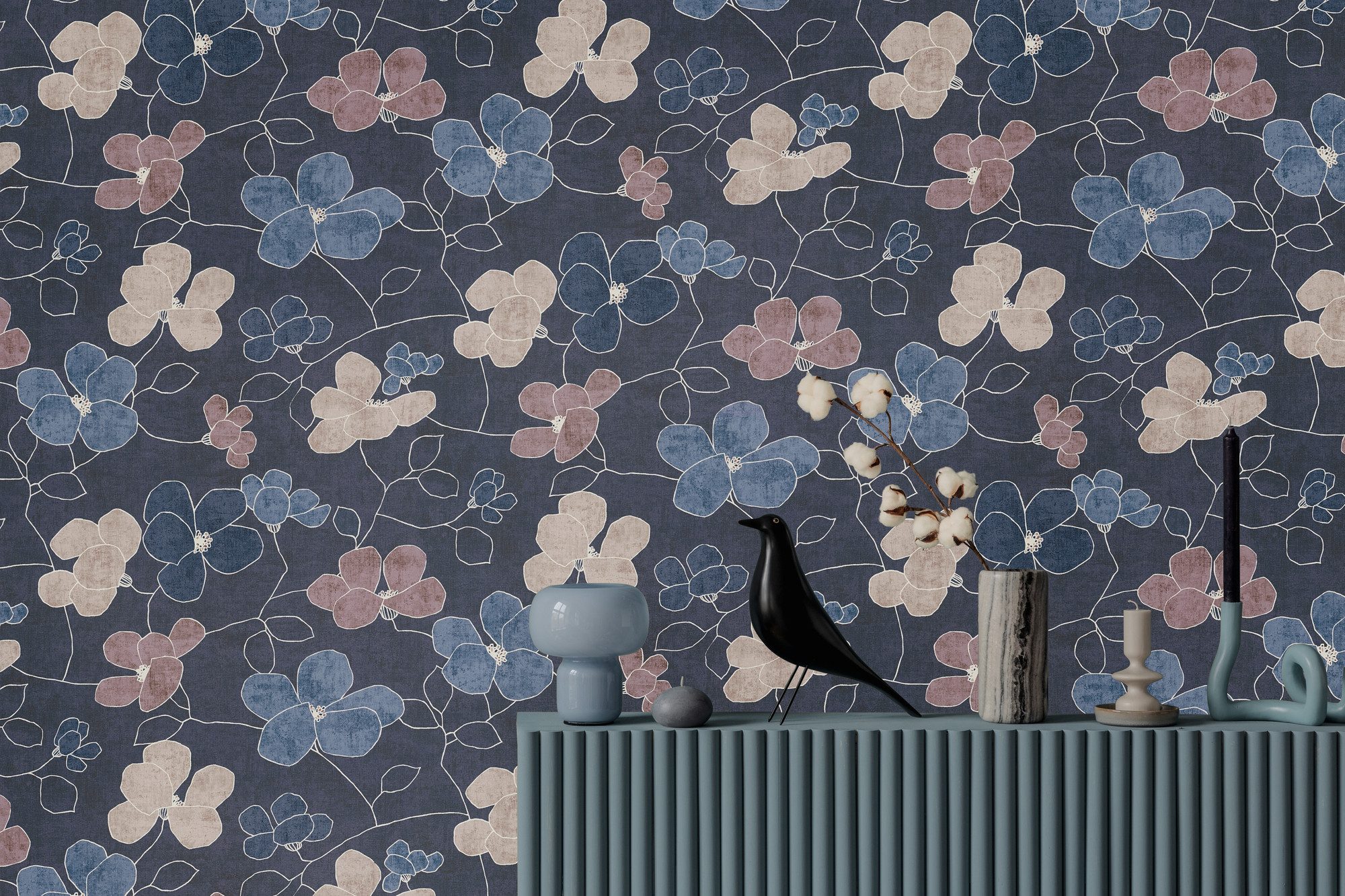 A.S. Création Vliestapete Moderne Mustertapete mit markantem Blattmuster, strukturiert, matt, (1 St), Verspielte Blütenoptik für frische Raumakzente