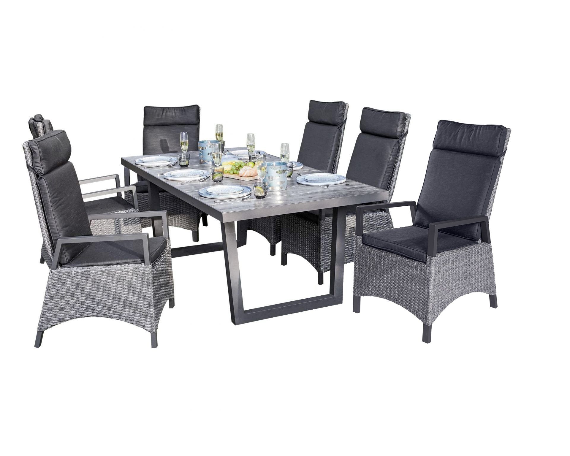 LC Garden Garten-Essgruppe Keramo Dining Set XII Sitzgruppe Gartenset grau-mix, (6-tlg)