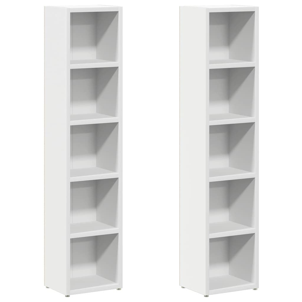 furnicato CD-Regal Schlanker CD-Schrank 21x16x93,5 cm Weiß aus Holzwerkstoff, 2-tlg.