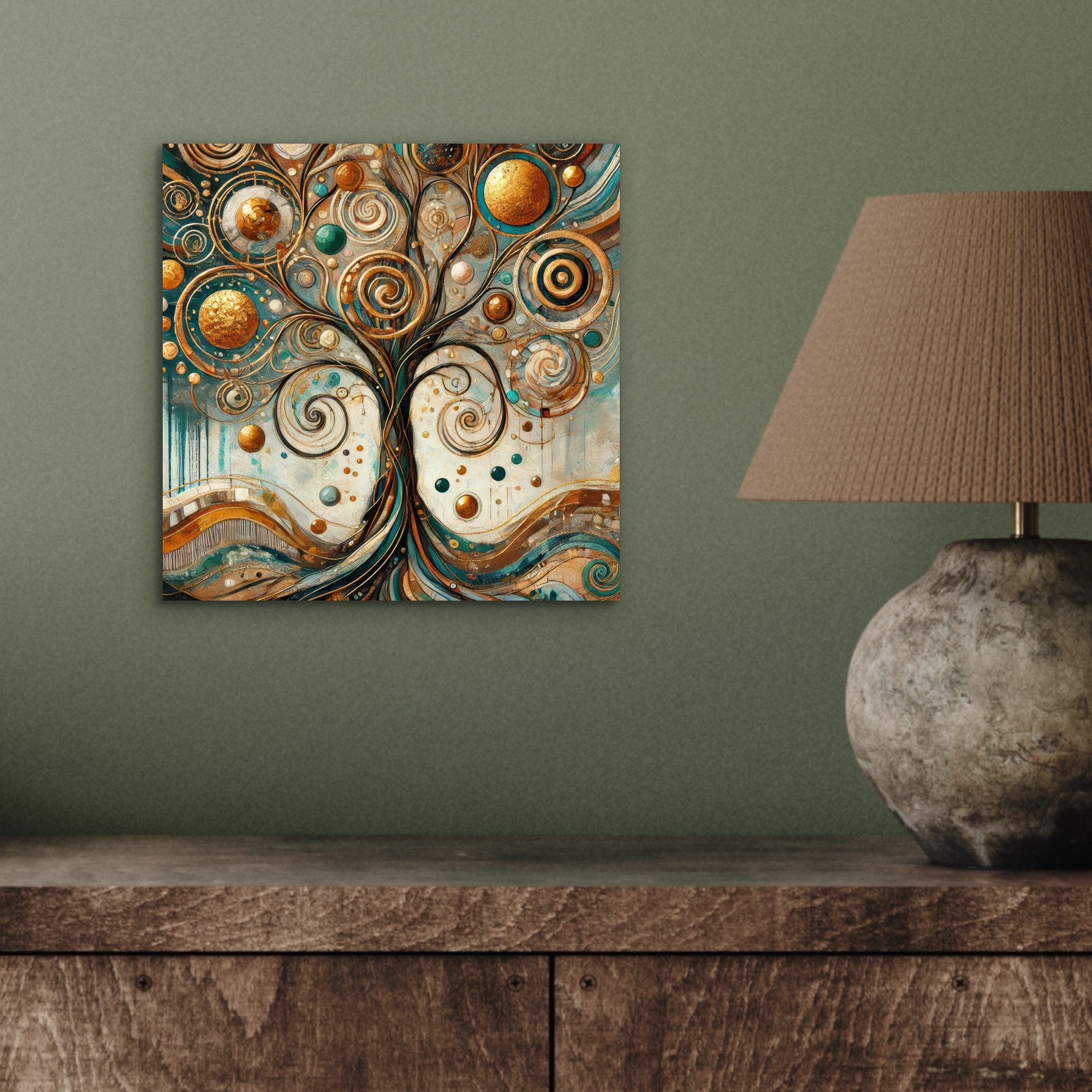MuchoWow Metallbild Baum des Lebens - Baum - Abstrakt - Modern, Inkl. Aufhängung, Alu-Dibond-Druck, Wandbild aus Metall, Aluminium deko, 20x20 cm – Bild 4 von 5