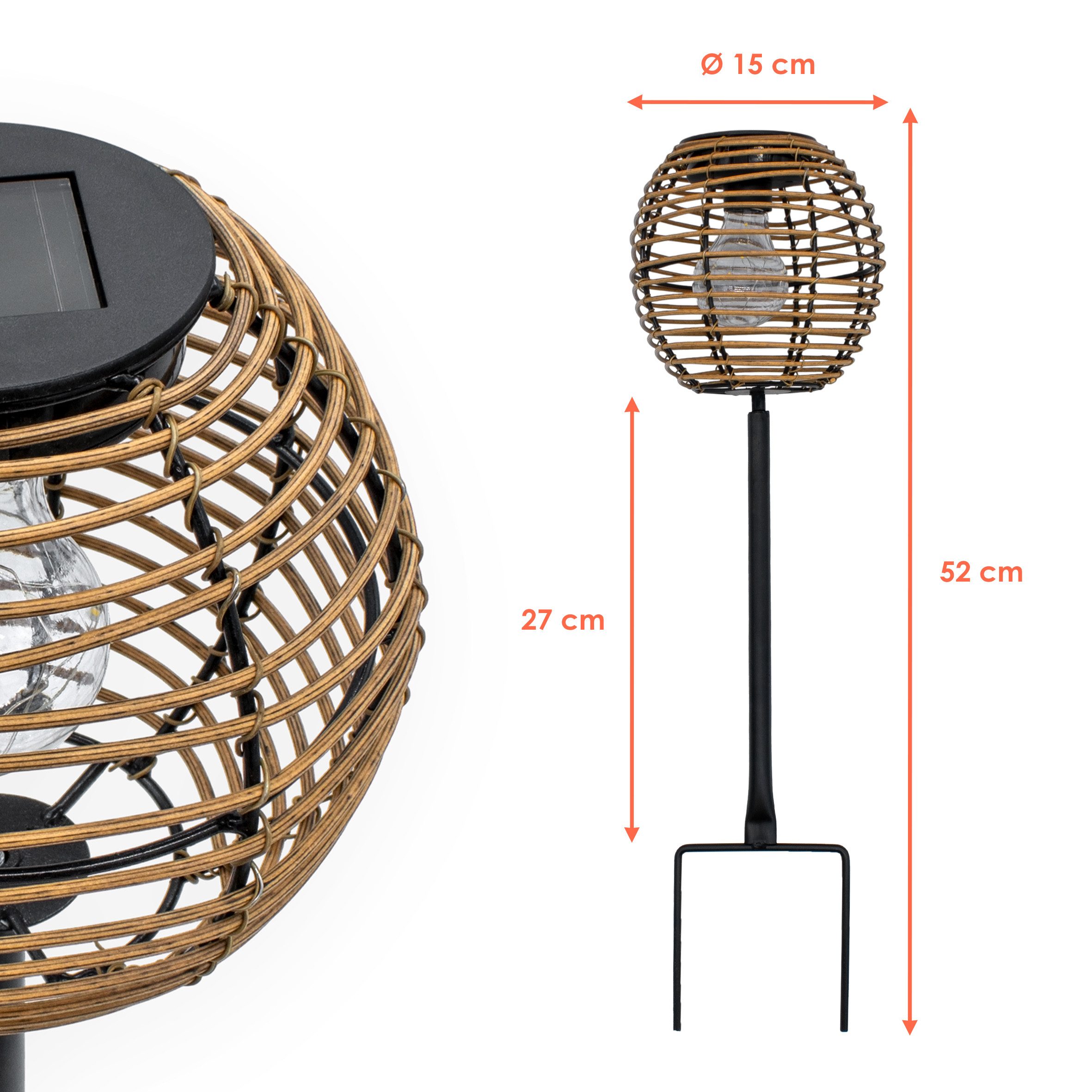 Spetebo LED Gartenleuchte Solarlampe mit Glühbirne, warm weiß, LED fest int günstig online kaufen