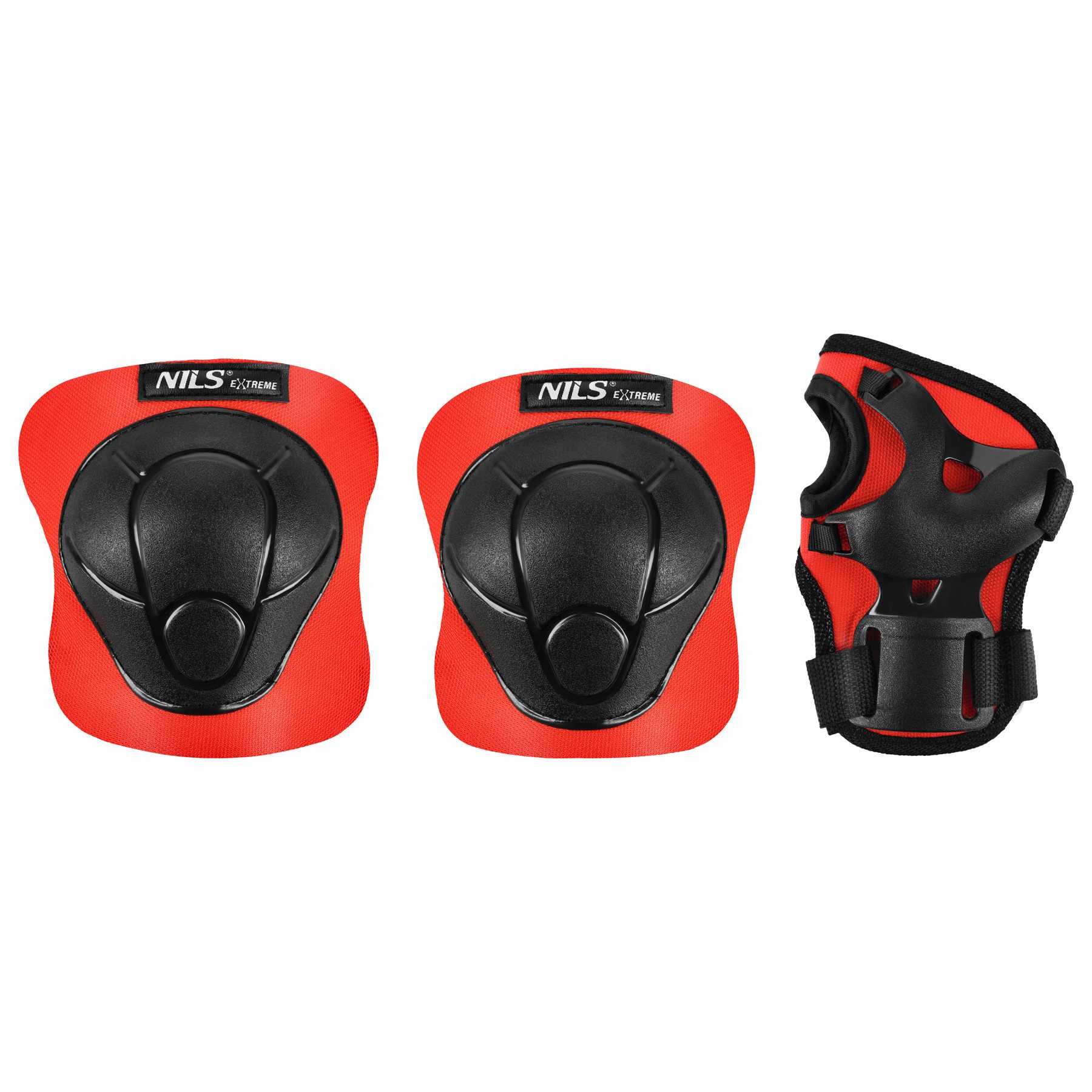 NILS EXTREME Protektoren-Set Schoner Set Inlineskates Skateboard Protektoren Schützer rot (6-tlg), Bequemer Sitz dank Klettverschluss und Gummiband – Bild 2 von 4