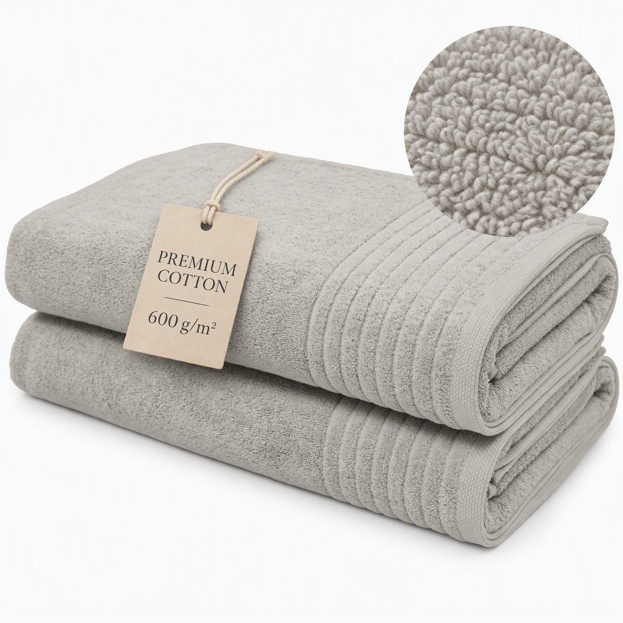 OTTO home Saunatuch Sanremo Premium, Premium Handtücher, 600 gr/m², 80x200cm, Frottier (Set, 2-St), Bordüre, einfarbig, flauschig, weich, dicke Qualität, 5 Jahre Garantie
