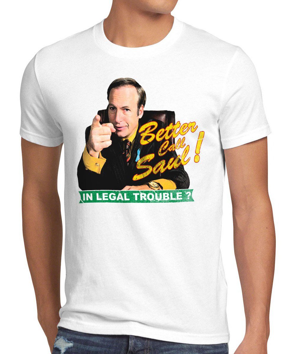 style3 Print-Shirt Herren T-Shirt Better call Saul Goodman breaking heisenberg walter bad white tee weiß