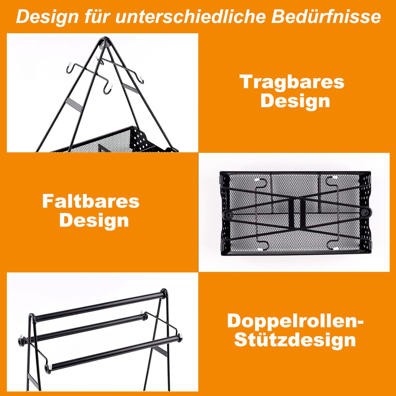 HEYHIPPO Besteckkorb Outdoor Camping Grill Handkorb, Gewürzregal,Grillbesteckhalter, (Picknick Tragbares wasserdichtes Lagerregal Haken Tissue Tray, Gewürzflasc – Bild 5 von 5
