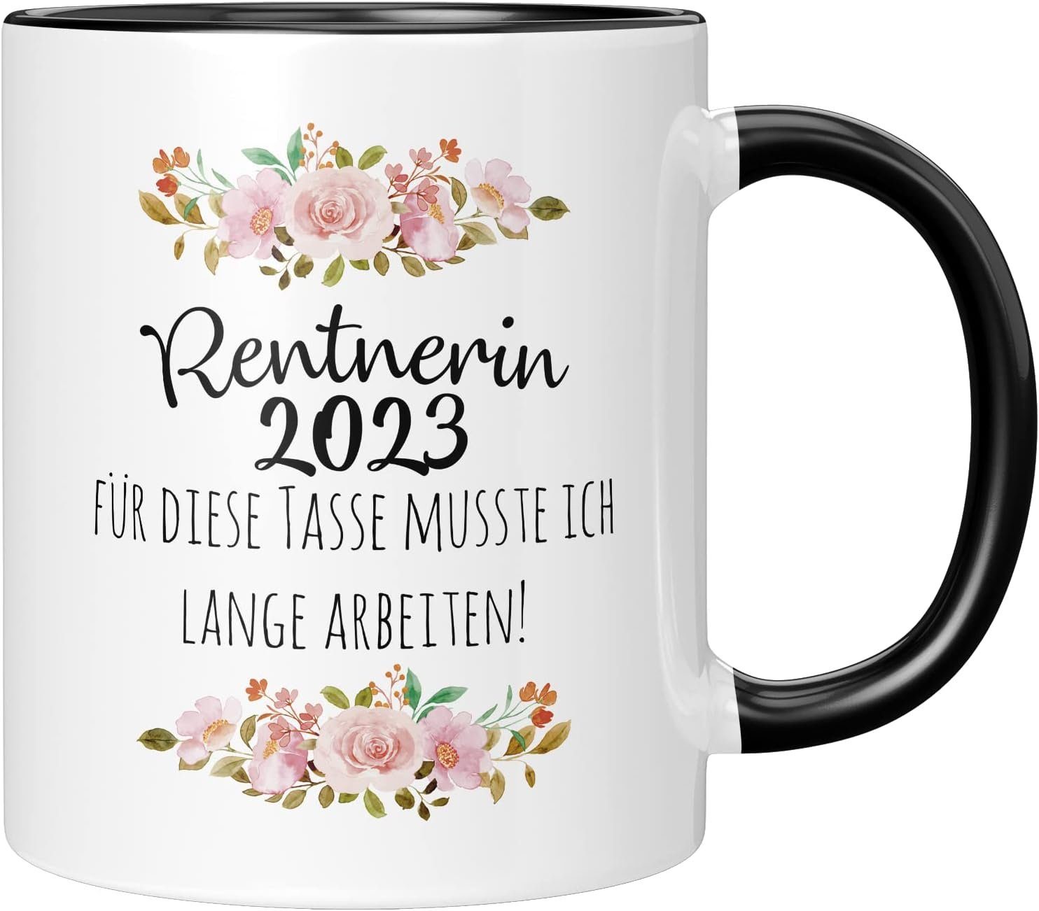 TassenTicker Tasse TASSENTICKER Ruhestand Geschenk Frauen - Renteneintritt 2023, 330ml Schwarz