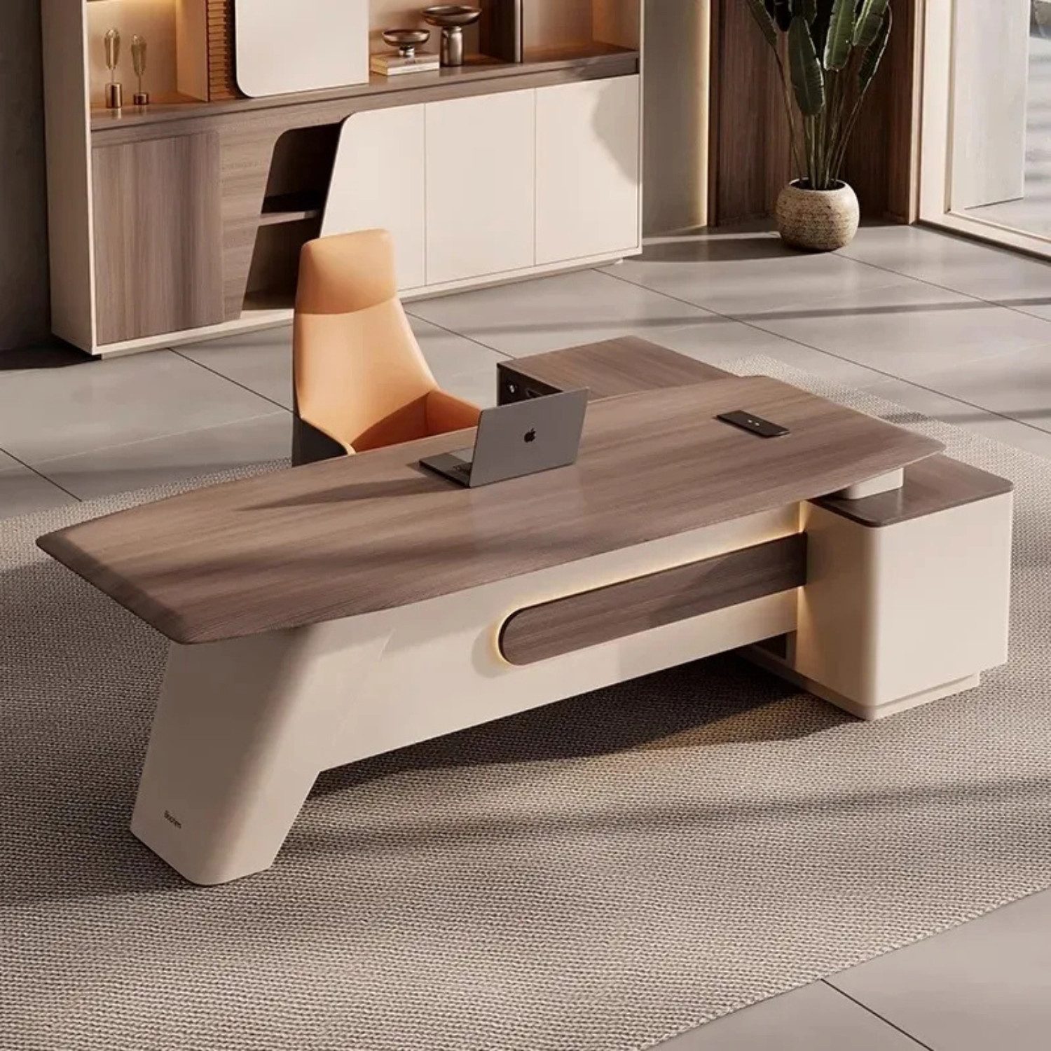 Schreibtisch SCHREIBTISCH Premium Executive Desk 220 cm Bürotisch Modern