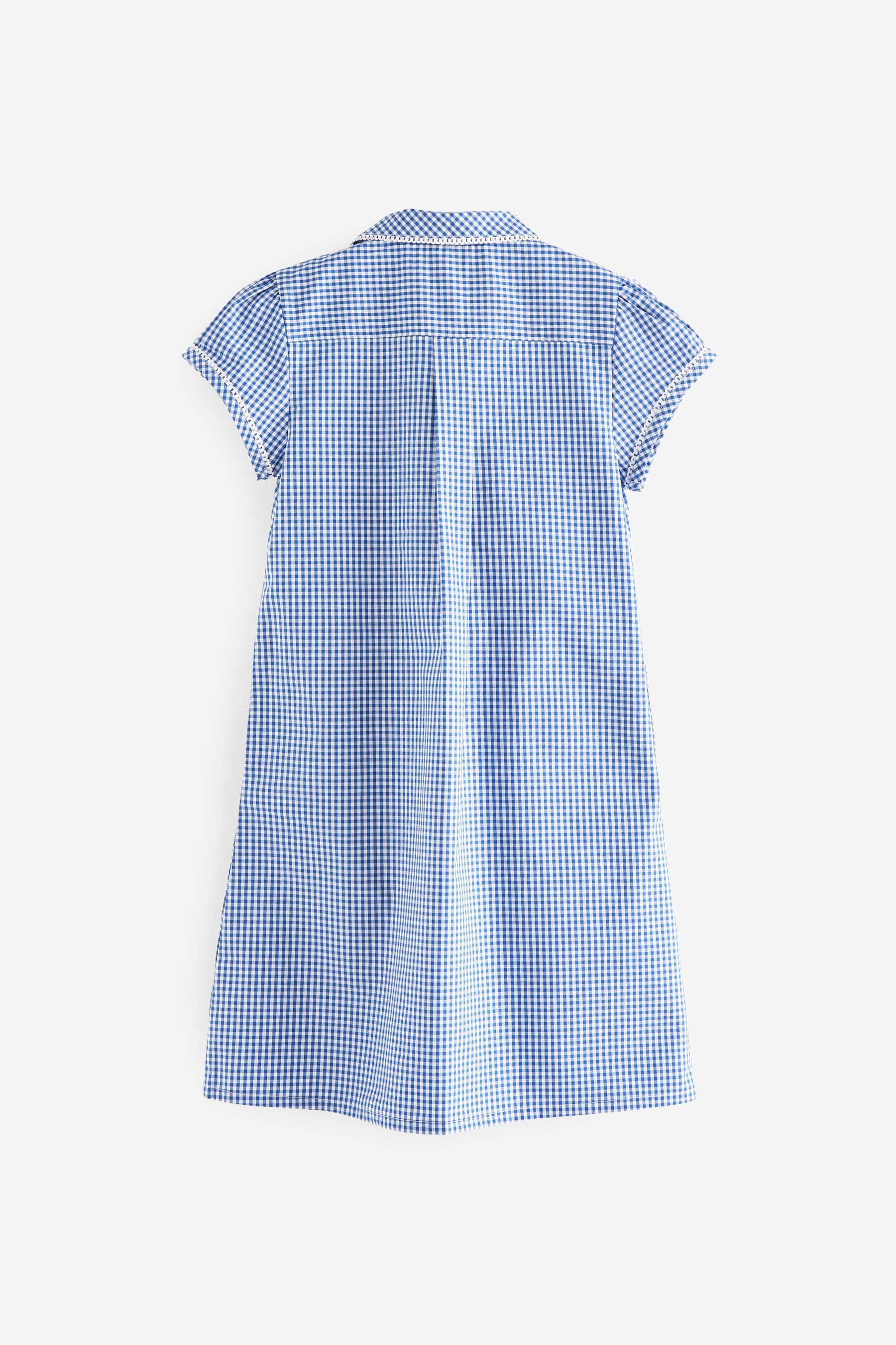 Next Karokleid Kleid mit Vichykaros, Knopfleiste + Spitzenbesatz (1-tlg)