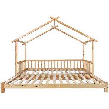 Celya Kinderbett 200x90cm Ausziehbares Baumhaus Bett, Doppelbett, reines Massivholz, Skalierbar, Bettgröße kann geändert werden