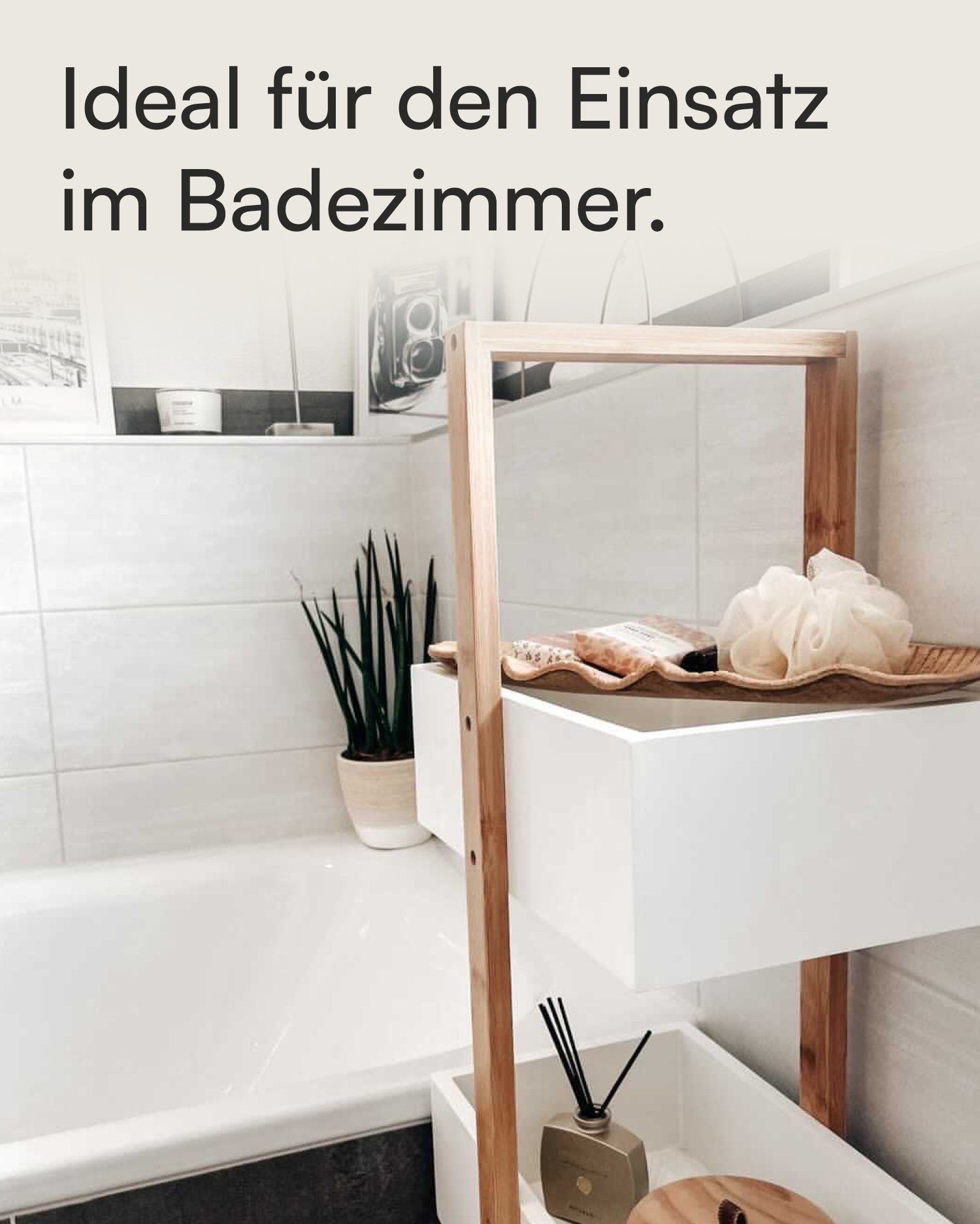 shelfmade Badregal Schmales Badregal Standregal Küchenregal mit 3 Ablagefächern – Bild 5 von 5