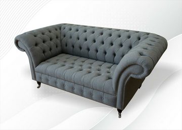 JVmoebel Chesterfield-Sofa Stilvoller Chesterfield 2 Sitzer Wohnzimmer Modern Grau Neu, Made in Europe