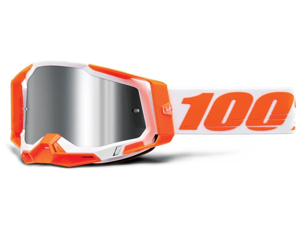 Sportbrille 100% Racecraft 2 Goggle - Mirror unis Orange/Silver Flash - maximales
