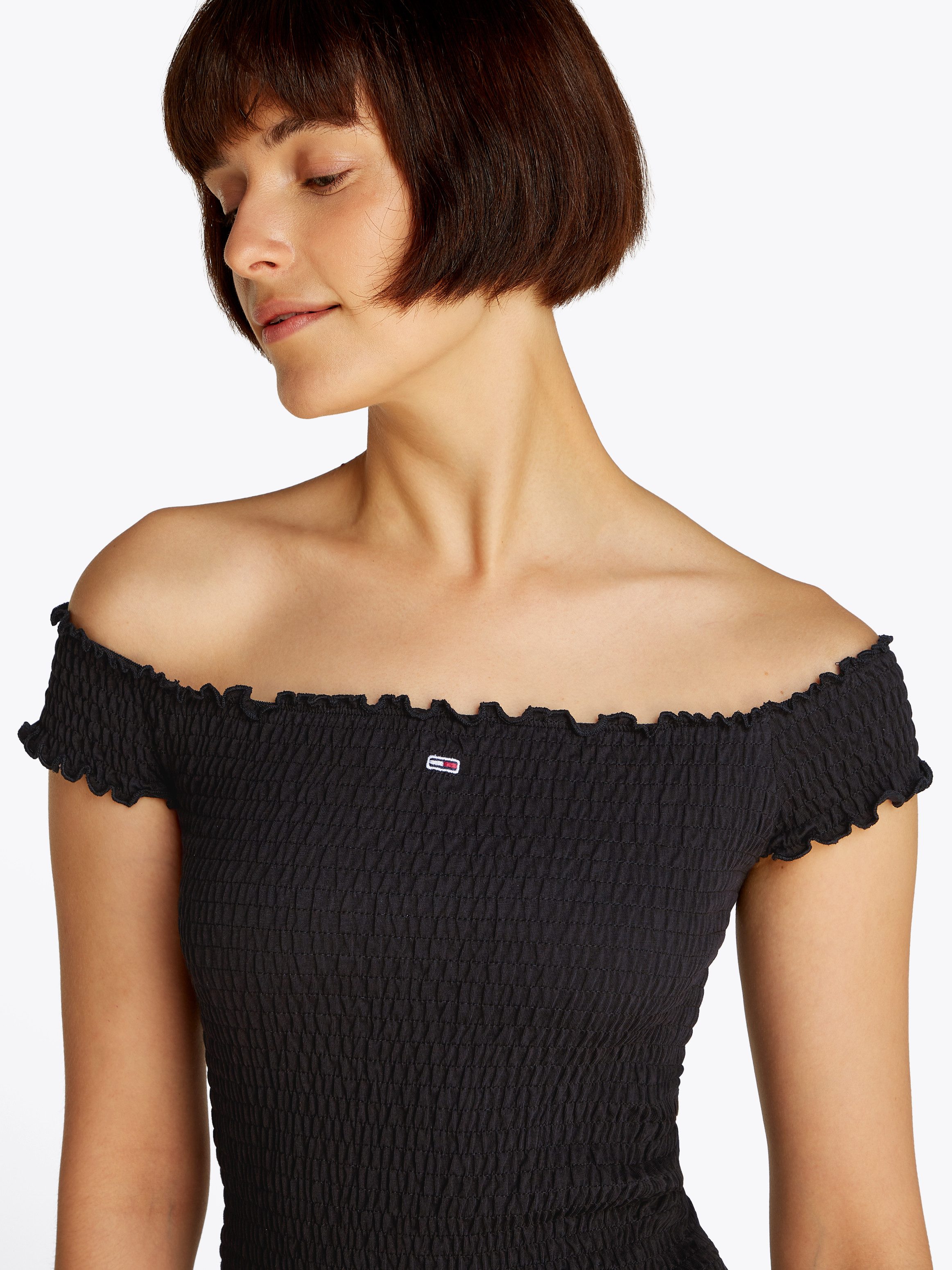 Tommy Jeans Jerseykleid TJW SMOCK BODYCON DRESS in Smok-Optik günstig online kaufen