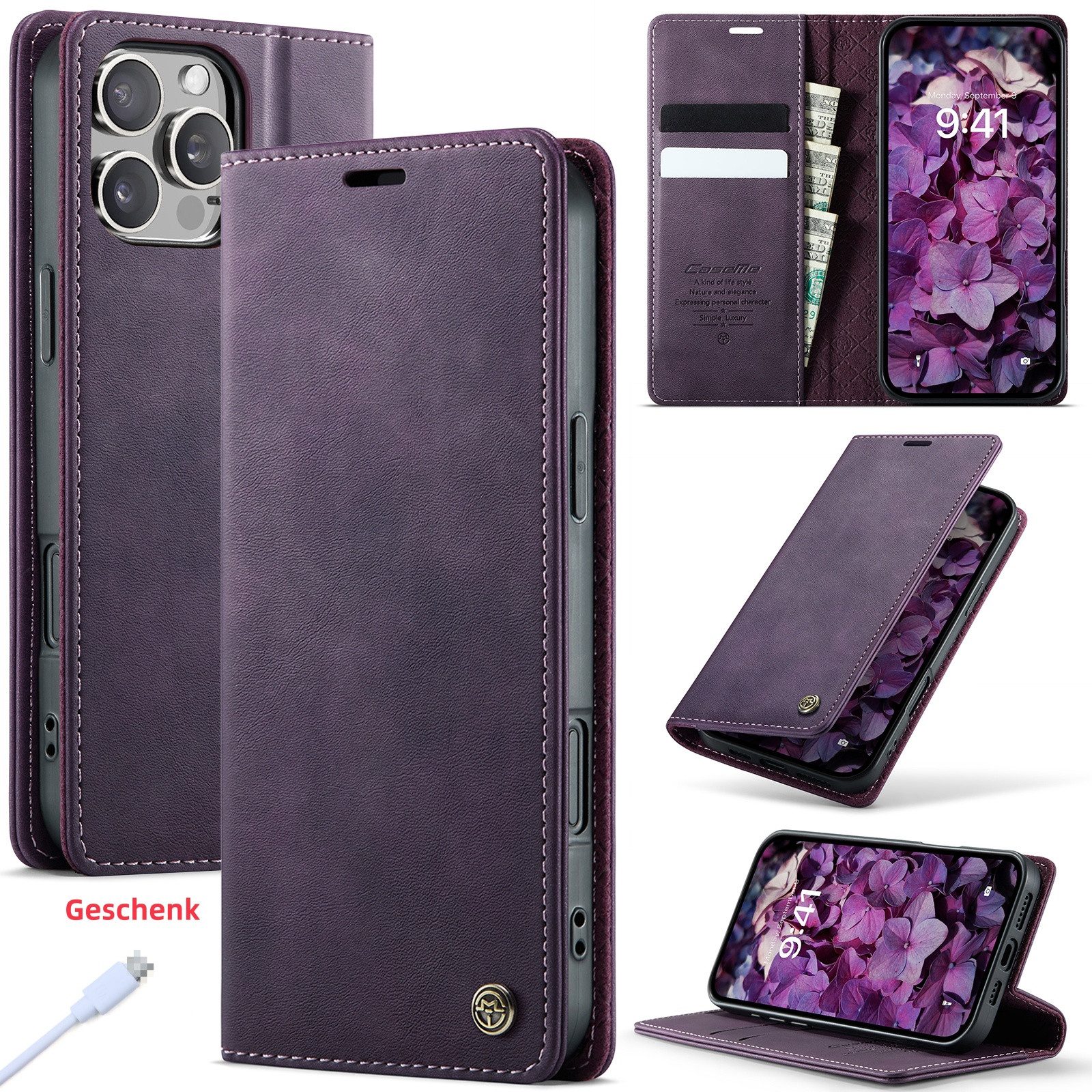 Innocase Handyhülle Leder Magnet Hülle Tasche Klapp Case Book Cover Schutz für iPhone