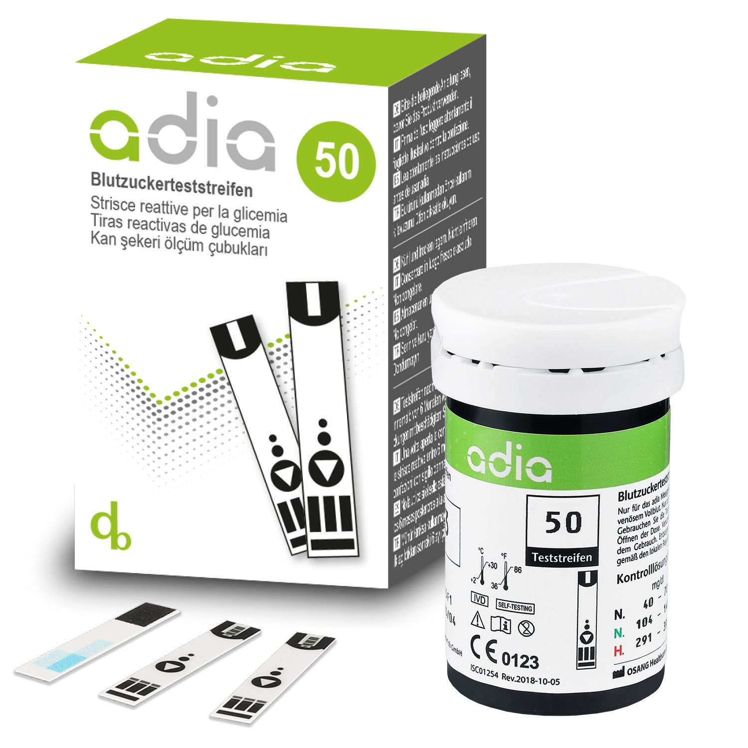ADIA Blutzucker-Teststreifen adia Blutzuckerteststreifen, 50 Stück, 50-tlg.