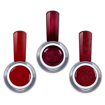 RM Beautynails UV-Nagellack-Set Farbgel Set Red Stars Uv Led Gel in Rot 3x5ml Nails, Nageldesign Fingernägel Künstliche Nägel Nagelgel