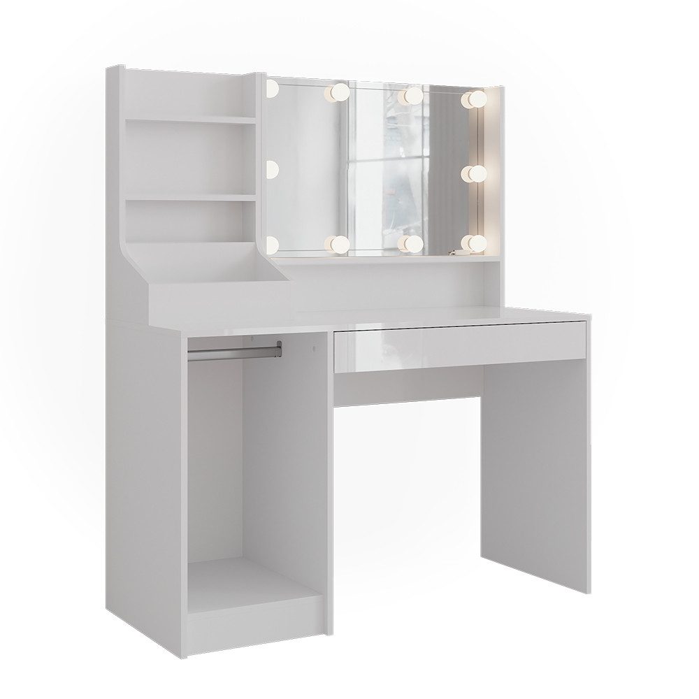Vicco Schminktisch Sherry, Weiß/Weiß Hochglanz, 119.8 cm 4 Teile (1-St)