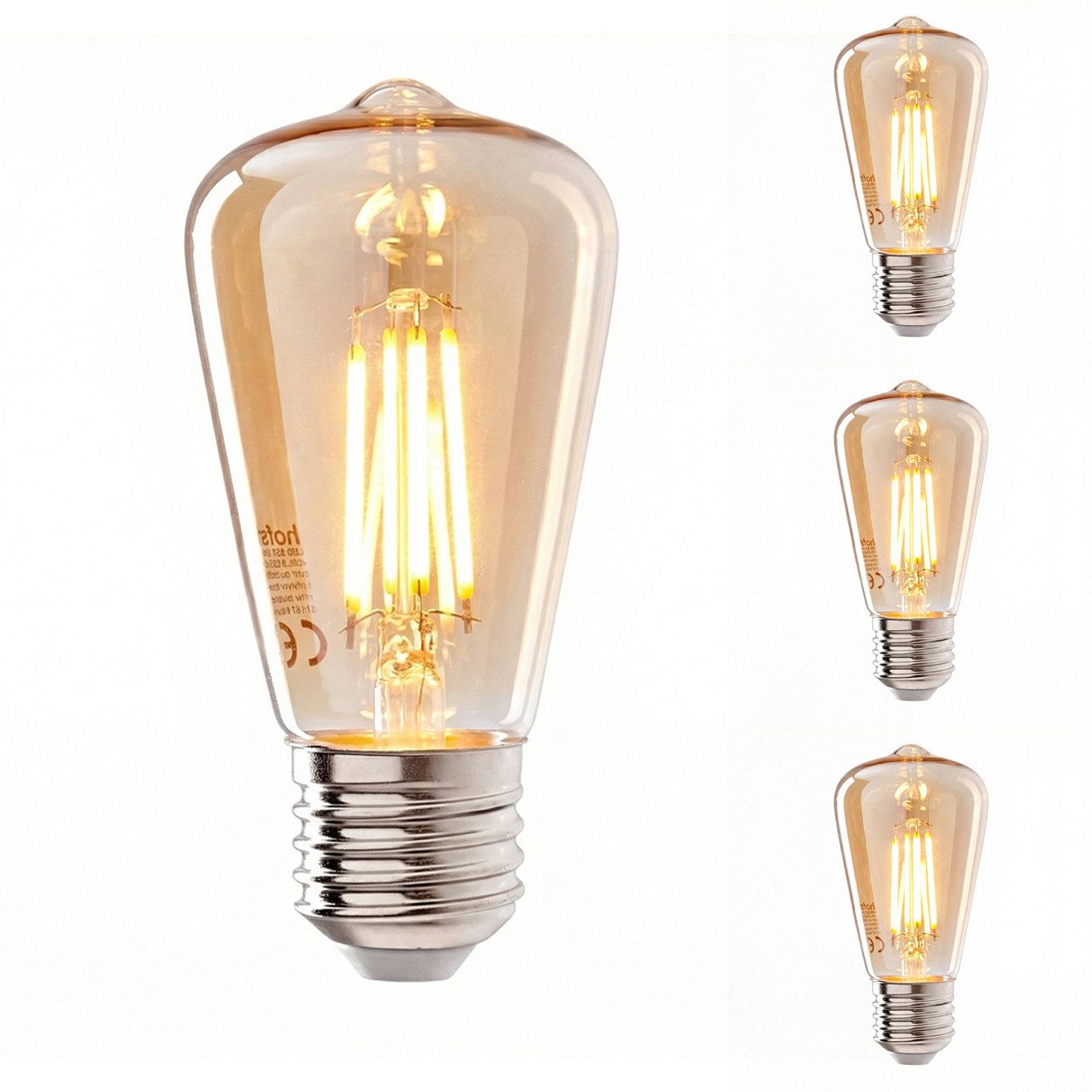 hofstein LED-Leuchtmittel 4er Set Glühbirne Extra Warmweiß 5 Watt 400 Lumen, E27, 2200 Kelvin, Filament
