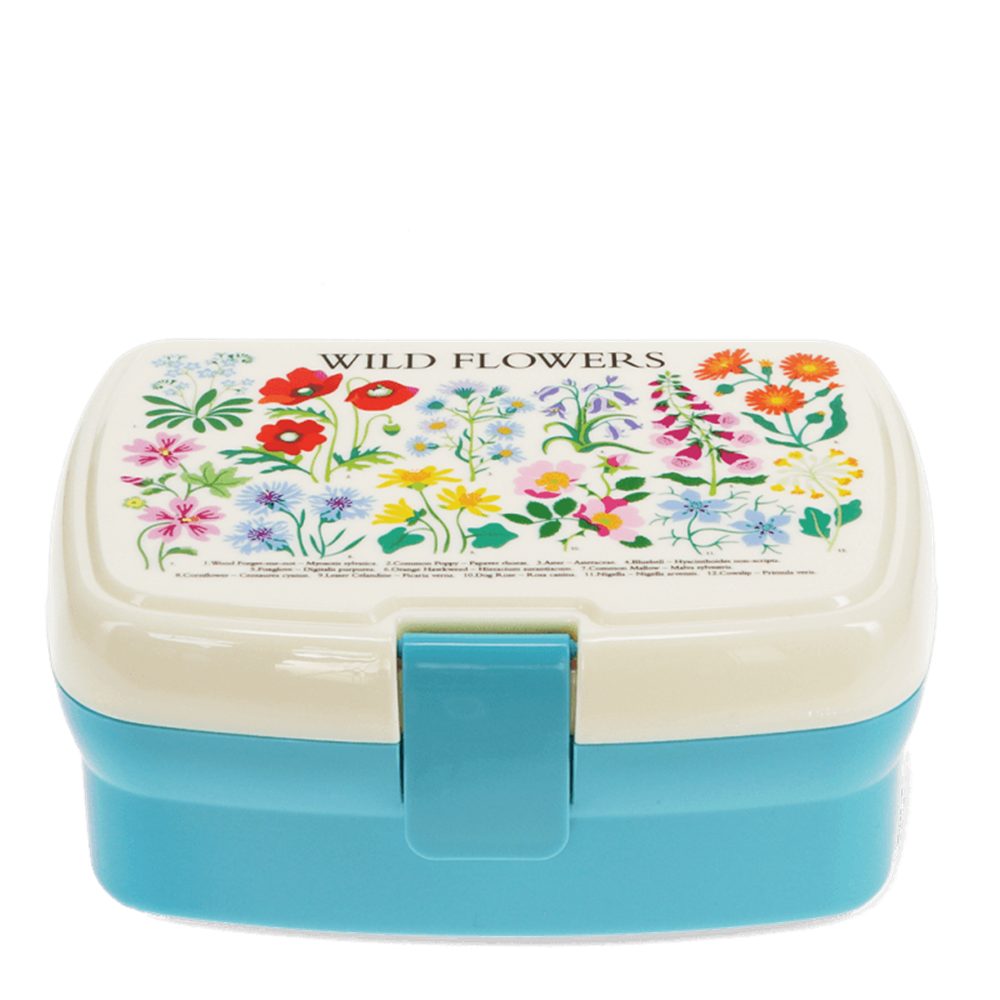 Rex London Lunchbox mit herausnehmbaren Fach Wild Flower, Kunststoff, BPA-frei, (mit Clipverschluss, ca. 17 x 13 x 7,5 cm), Wildblumen-Motiv, Snack Obst Behälter Dose Box
