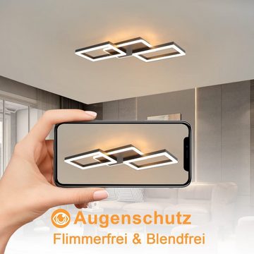 ZMH Deckenleuchten Rahmen Rautenförmige 48W Schlafzimmer Dimmbar, LED fest integriert, Tageslichtweiß, Schwarz