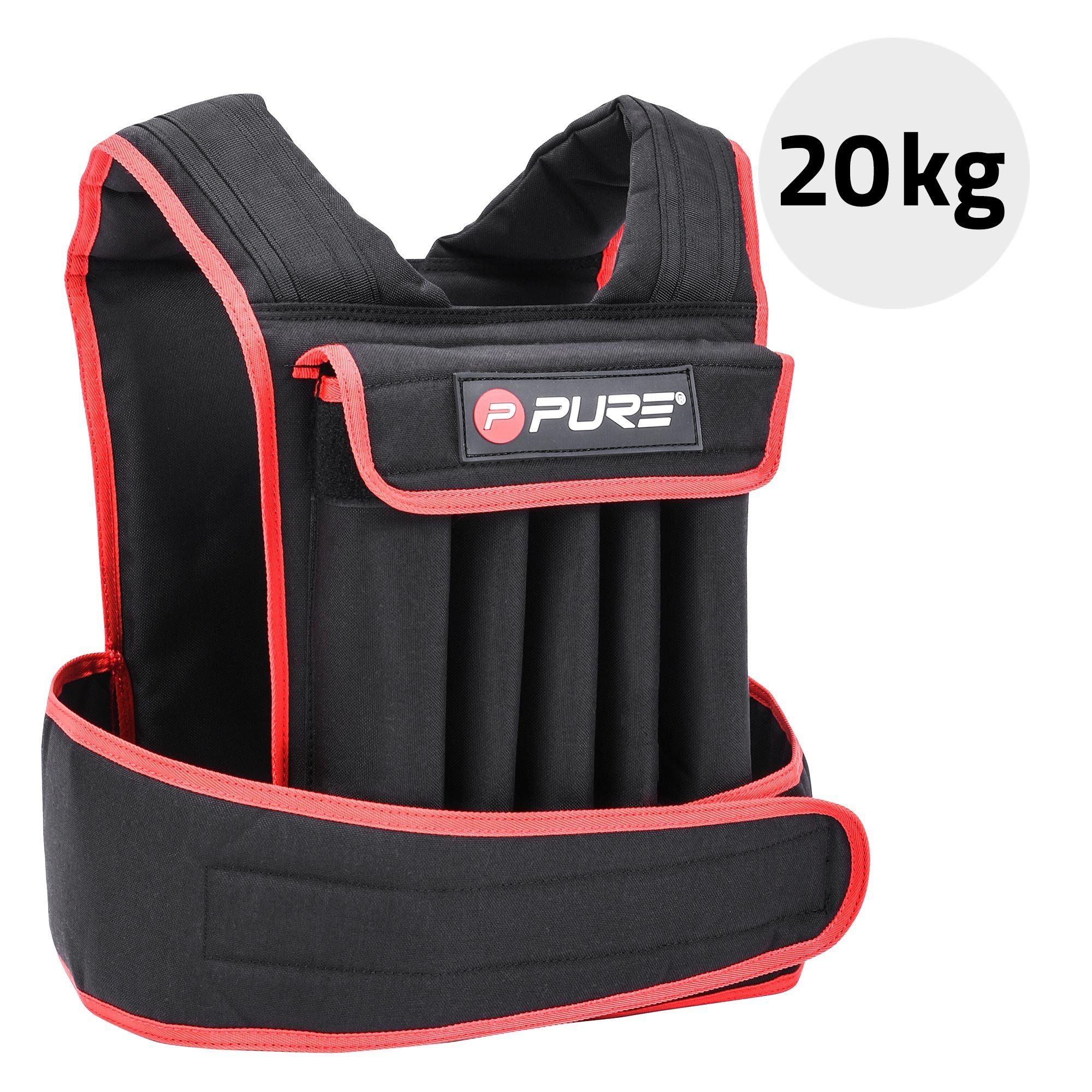 einstellbar Trainingsweste Gewichten Laufweste Pure Muskelaufbau, Improve Fitnessweste Gewichtsweste Ausdauer-Training 20kg individuell 2 Schwarz-Rot herausnehmbaren