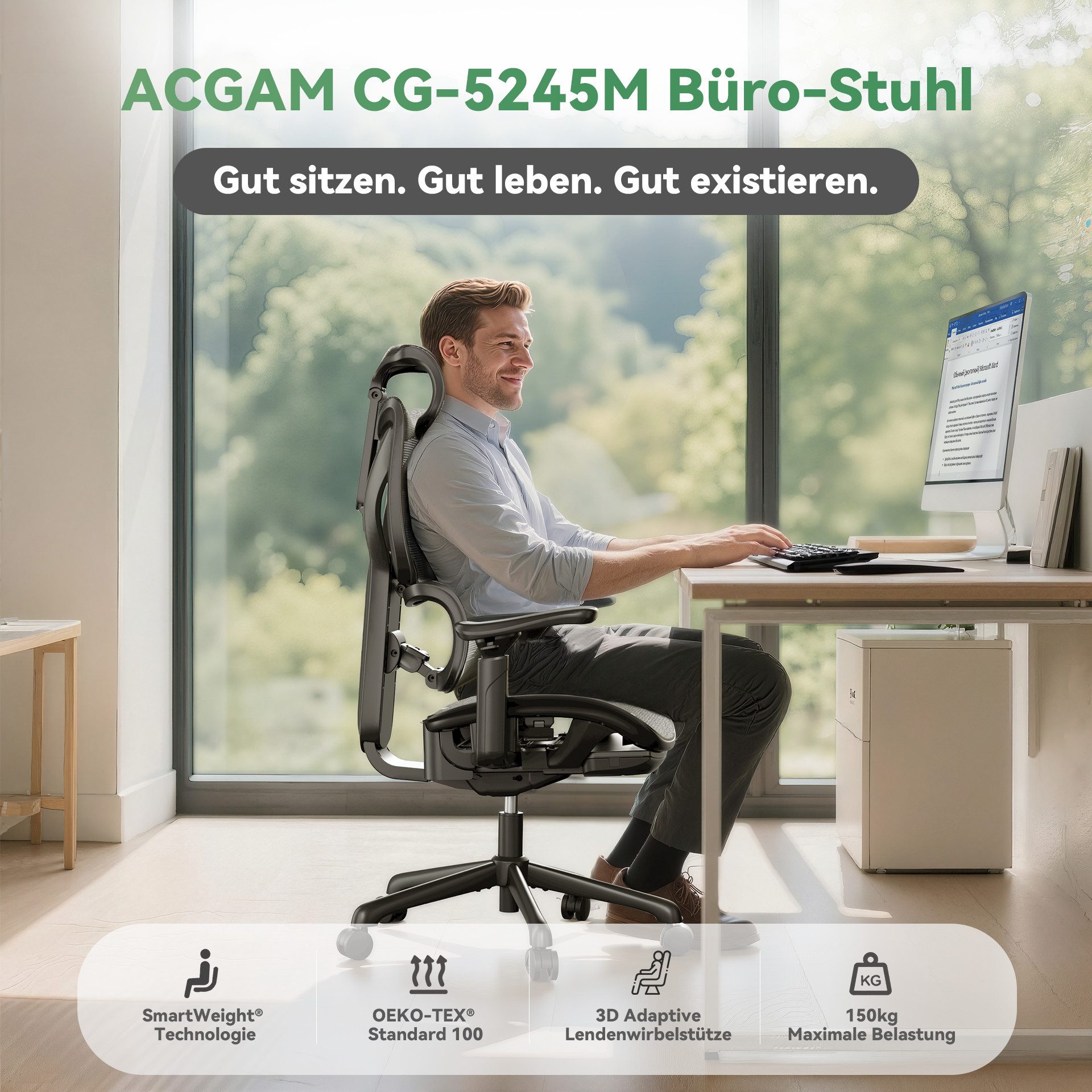 ACGAM Bürostuhl Ergonomisch Schreibtischstuhl, Büro Stuhl & Gaming Stuhl, 1 günstig online kaufen