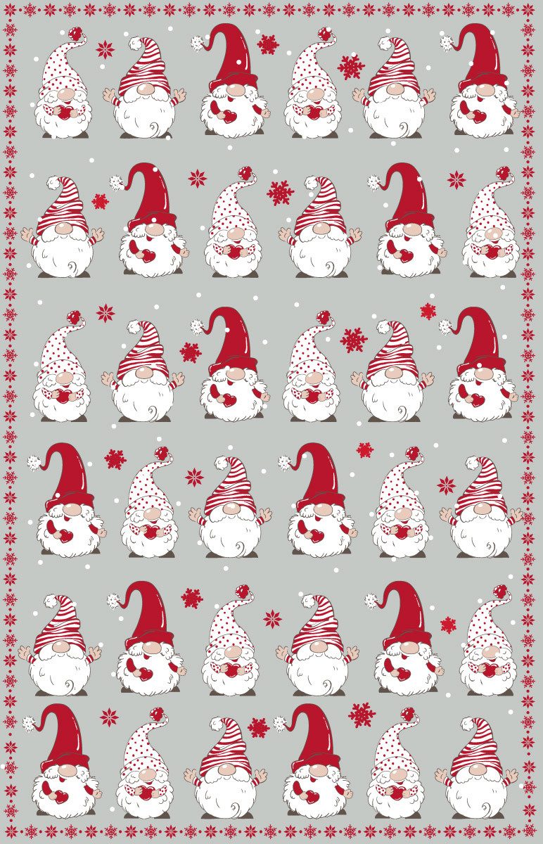 Kracht Geschirrtuch Wichtel Weihnachten, (Set, 3-tlg., Set), 3er Pack Geschirrtücher (3 Stück), ca. 45 x 70 cm, Baumwolle bedruckt