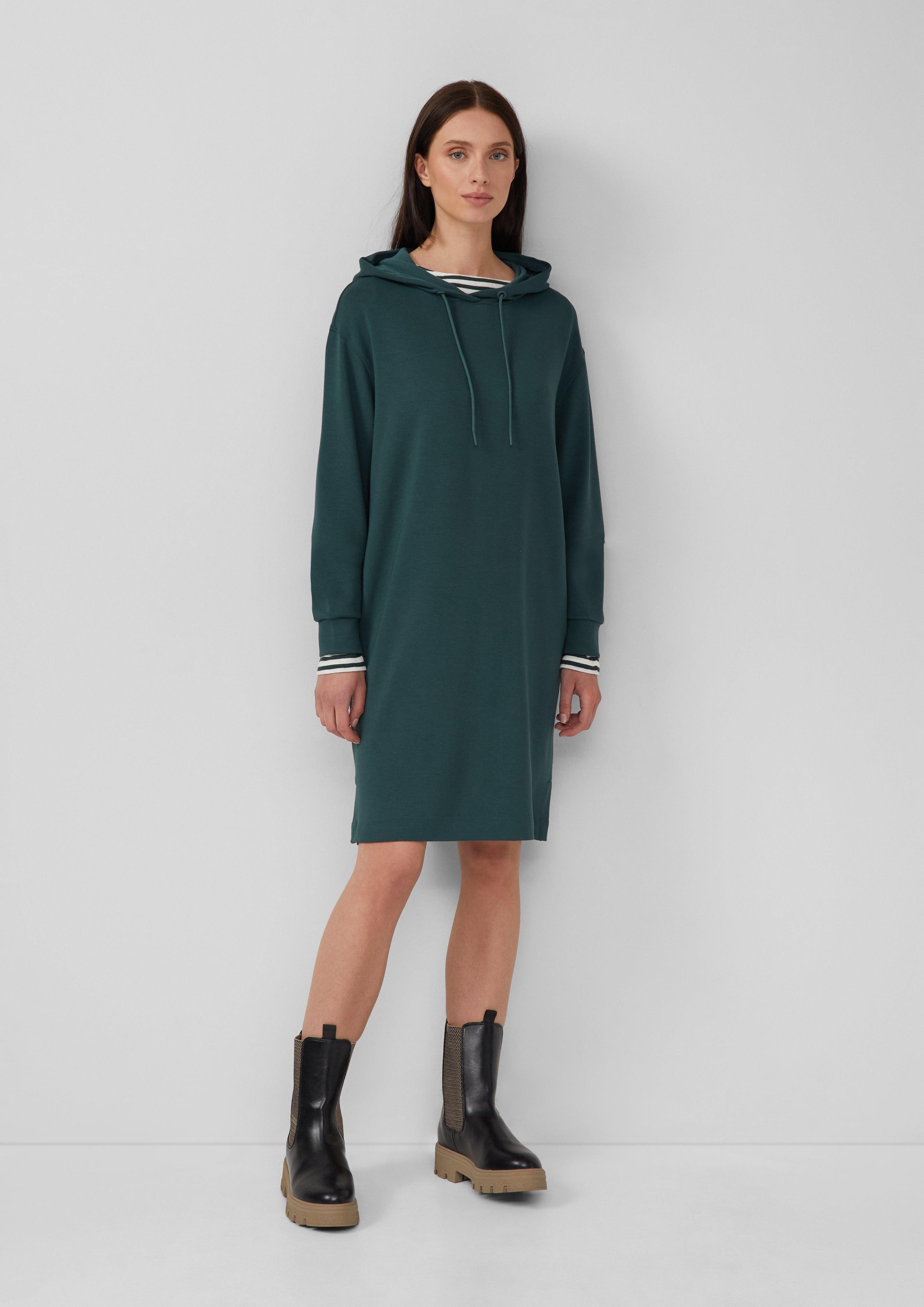 Maxikleid Scuba-Kleid mit Eingrifftaschen und Kapuze